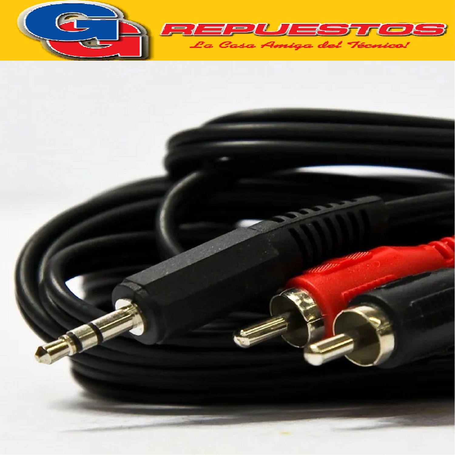 CABLE AUXILIAR PLUG 3.5 A 2 RCA 8MTS