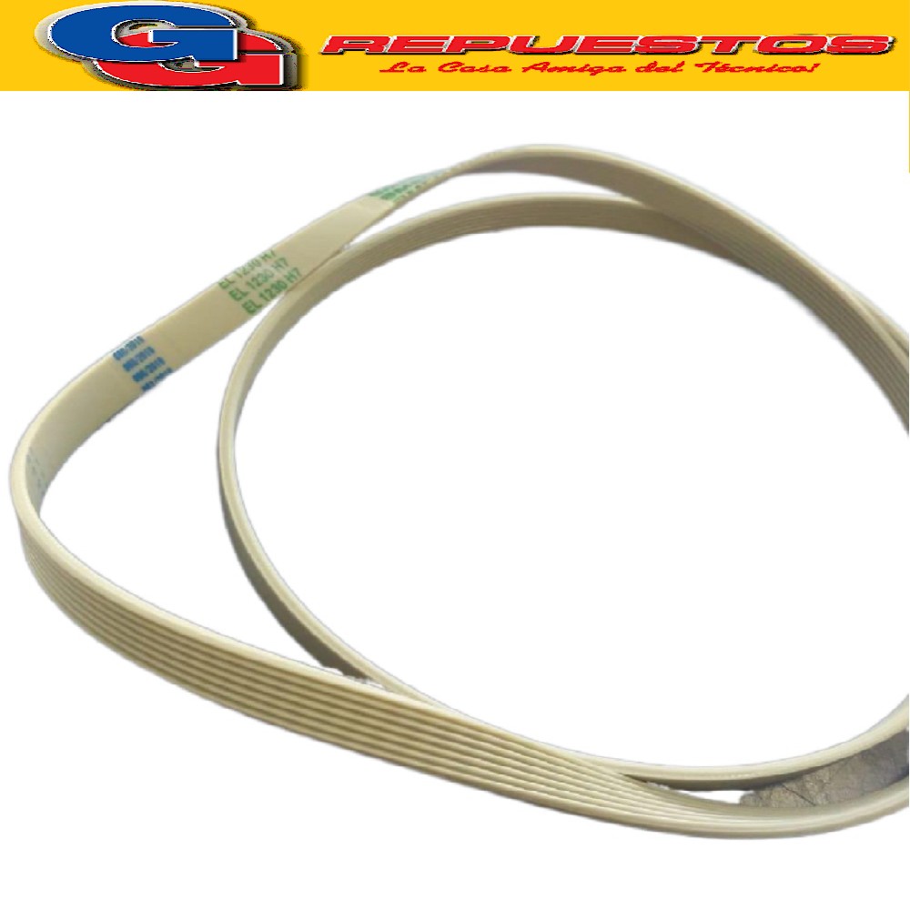 CORREA POLY-V 1231 J8 (ELASTICA) PARA CANDY-LONGVIE SMART WA SH HD  L6510 de 6.5kg/1000rpm-L6508 6.5kg/800rpm  41003164 (LONGVIE ARG.) 1231 8EPH 41003164 Es para un Lavarropas Candy GO 610.5