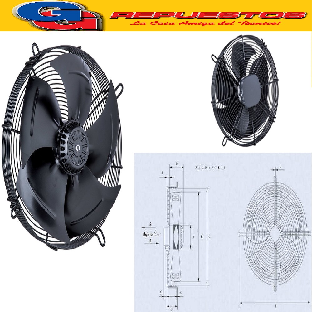 FORZADOR MOTOVENTILADOR BlueStar-YWF4E-350S- ASPIRANTE MONOF ASICO PALA REJA MOTOR 4E-350-50-S - MONO 220V - ASPIRANTE