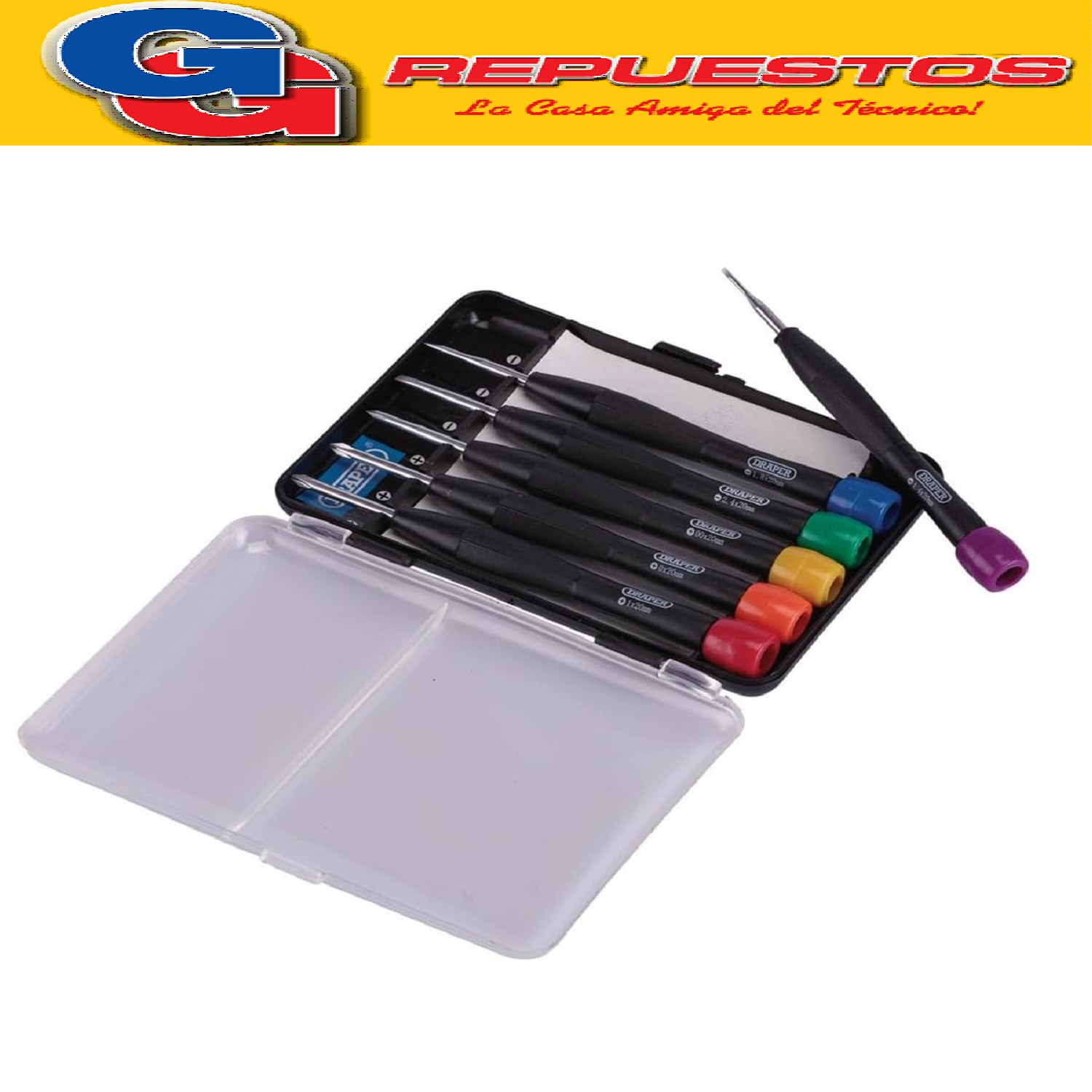 SET DE DESTORNILLADORES DE PRECISION X6U MEDIDAS DE PHILIPS: 1X2MM /0X20MM / 00X20MM MDIDAS DE PLANO: 2.3X20MM/1.8X20MM/1.4X20MM
