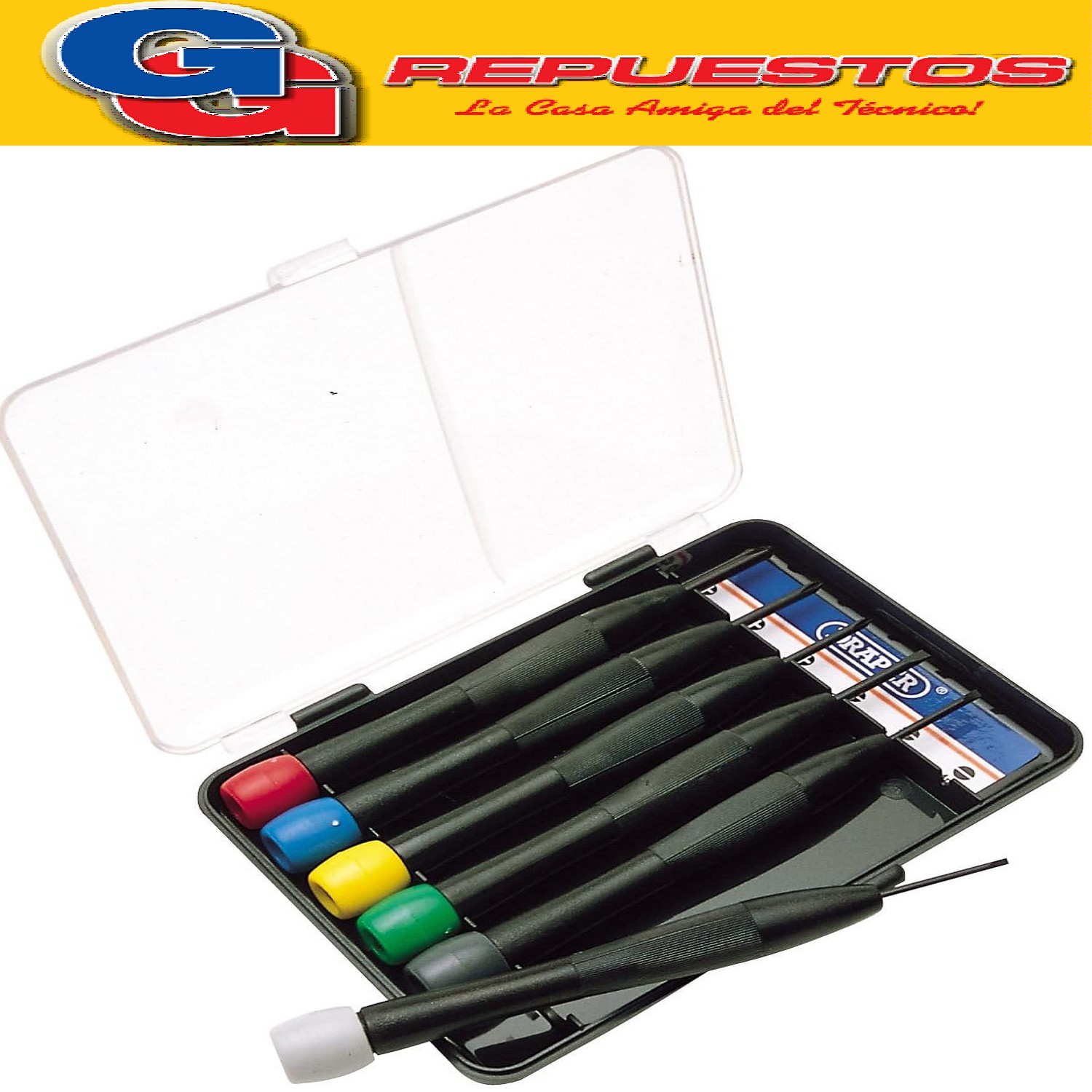 SET DE DESTORNILLADORES DE PRECISION X6U MEDIDAS DE PHILIPS: 1X2MM /0X20MM / 00X20MM MDIDAS DE PLANO: 2.3X20MM/1.8X20MM/1.4X20MM