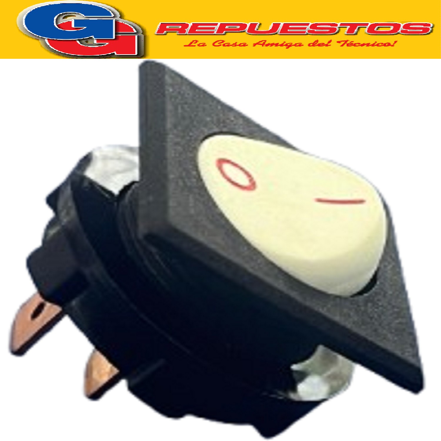 PULSADOR NA FRENTE CUADRADO TECLA REDONDA T/P6.3MM