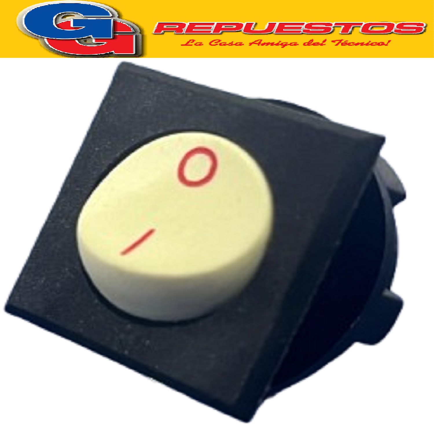 PULSADOR NA FRENTE CUADRADO TECLA REDONDA T/P6.3MM