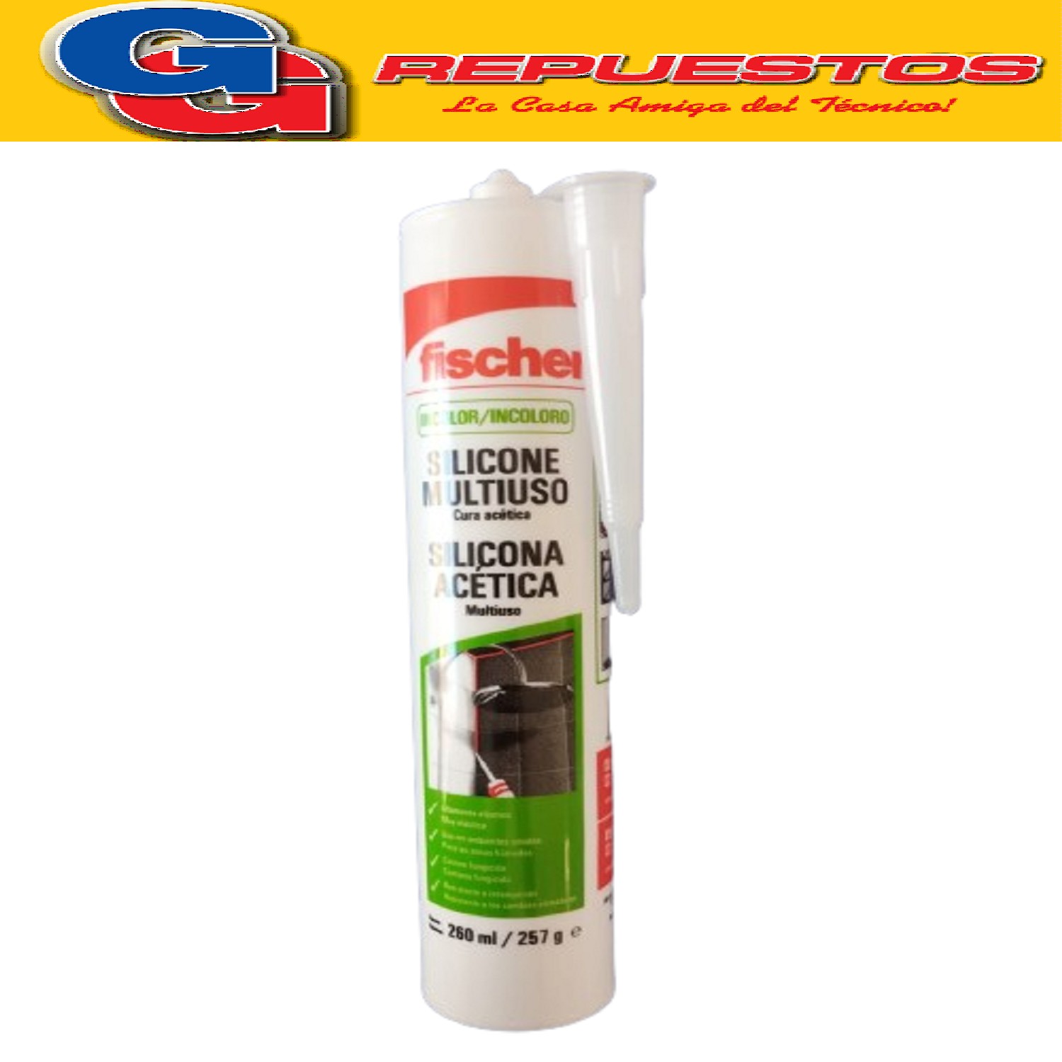 SILICONA MULTIUSO TRANSPARENTE ACETICA LUSQTOFF 110ML SIAL11 0-8