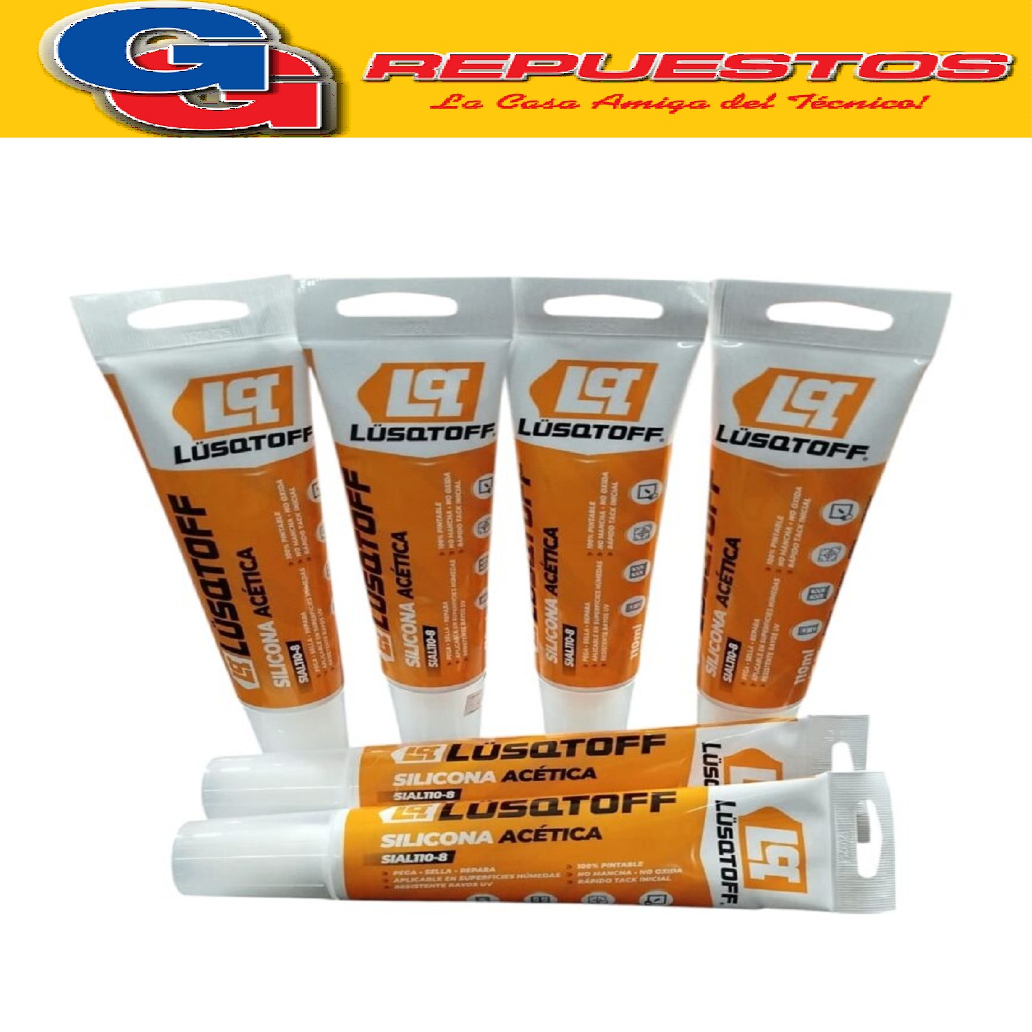 SILICONA MULTIUSO TRANSPARENTE ACETICA LUSQTOFF 110ML SIAL11 0-8
