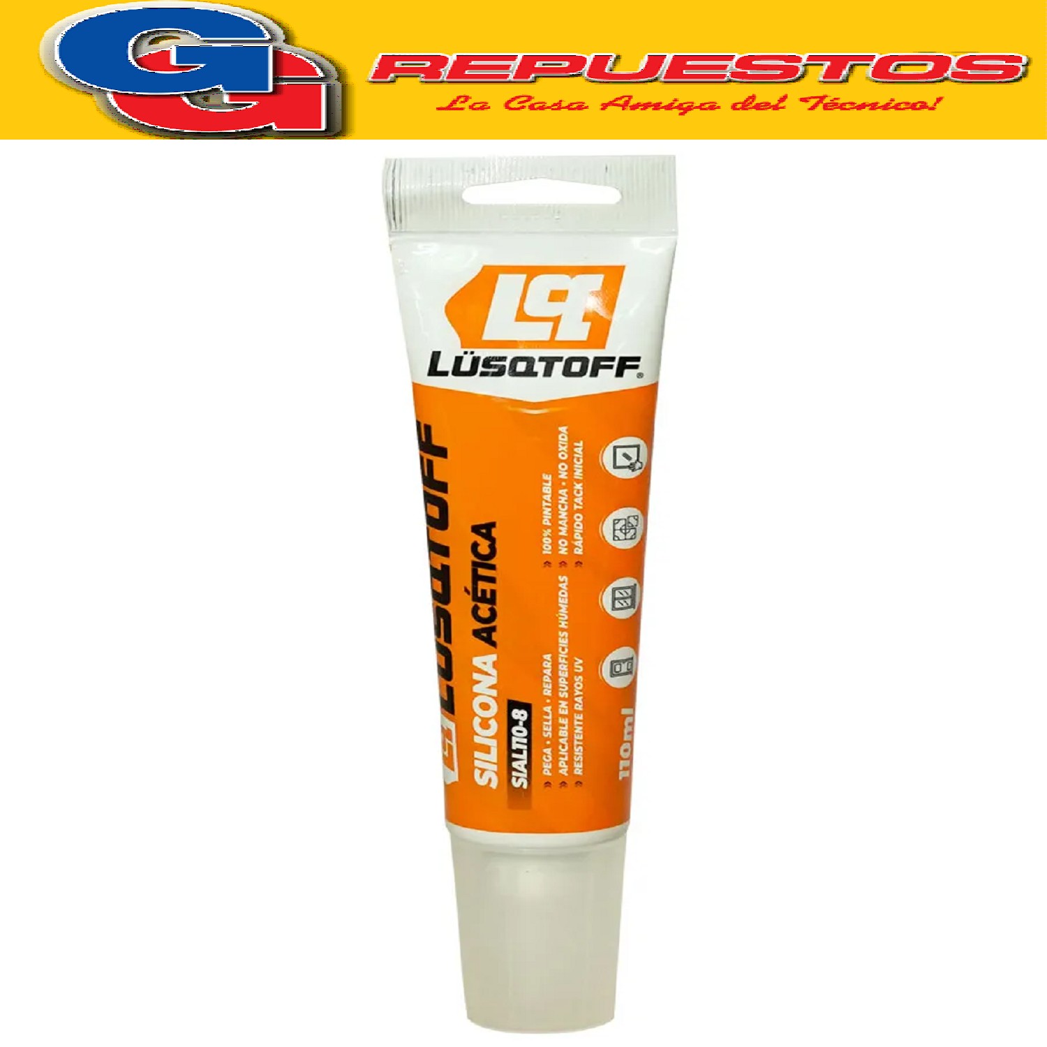 SILICONA MULTIUSO TRANSPARENTE ACETICA LUSQTOFF 110ML SIAL11 0-8
