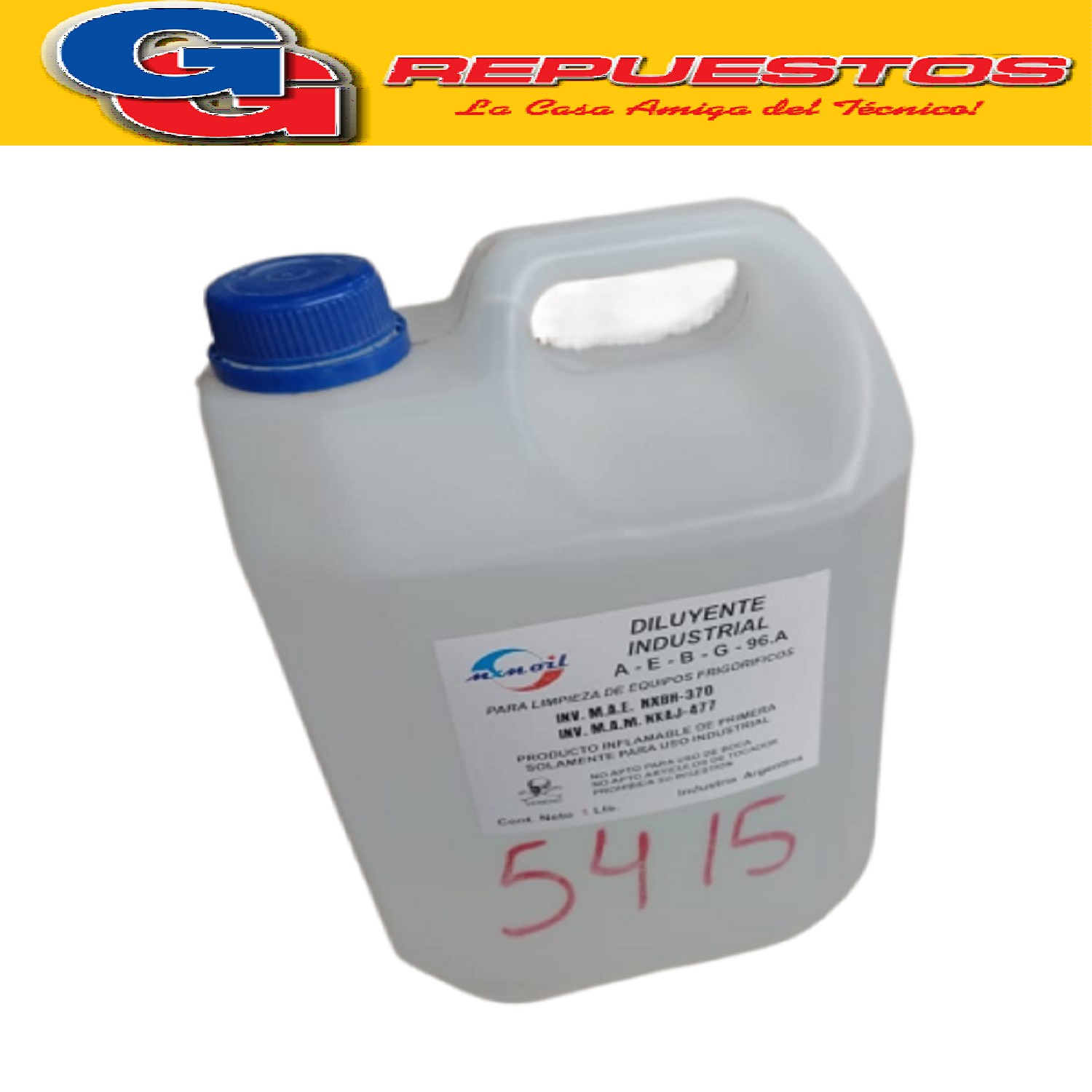 DILUYENTE INDUSTRIAL PARA REFRIGERACION AGENTE DE LIMPIEZA   X 5 LITROS