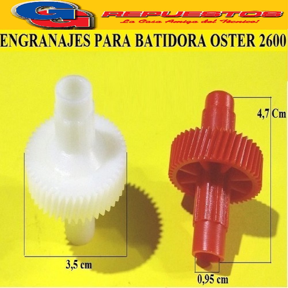 ENGRANAJE BATIDORA MANO COMPATIBLE CON OSTER  2600 BLANCO RO JO PRECIO POR UNIDAD 47 DIENTES VERIFICAR MEDIDAS Y CANTIDAD DE DIENTES