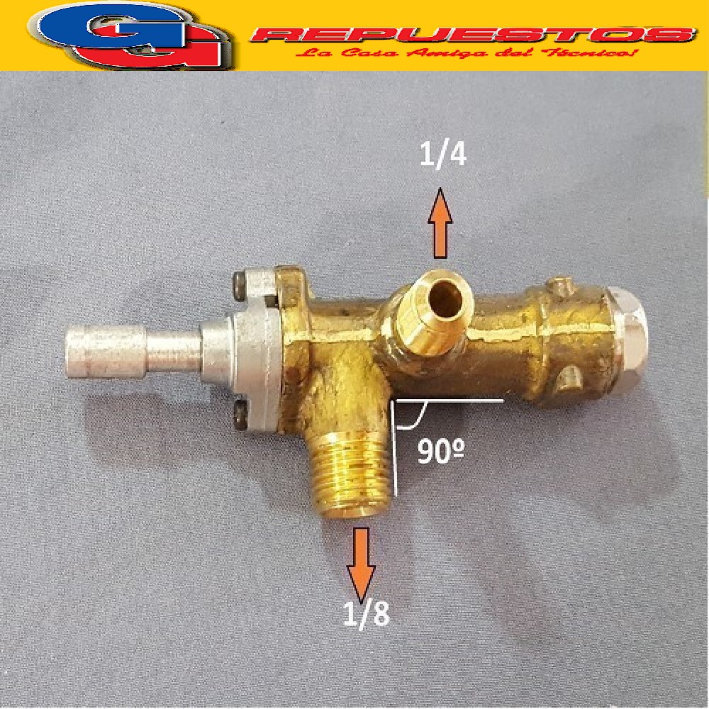VALVULA ROBINETE DE SEGURIDAD 90º HORNO COCINA DOMEC 1/8 X 1 /4 (COC 12) puede llegar cualquiera de los de la foto dependiendo disponibilidad de stock