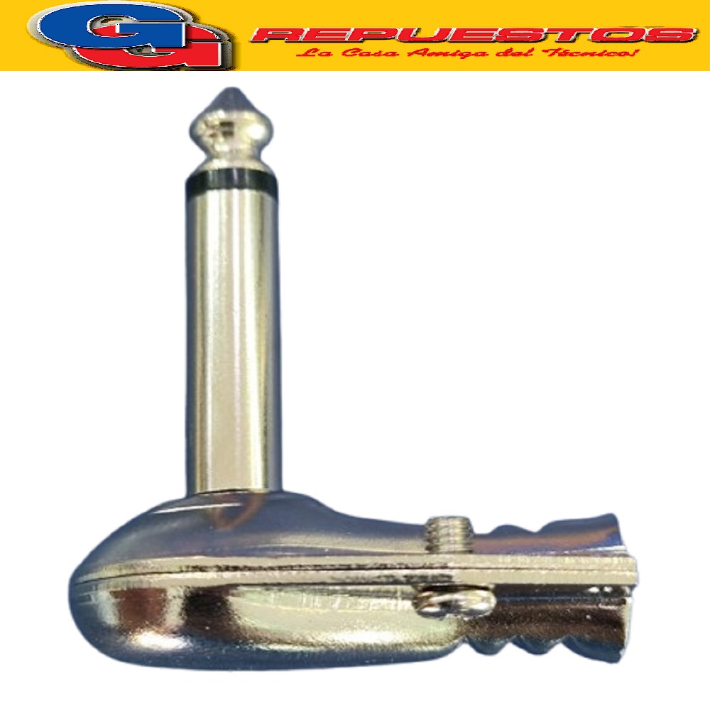 CONECTOR FICHA PLUG 6.5mm MONO METALICO 90 Grados