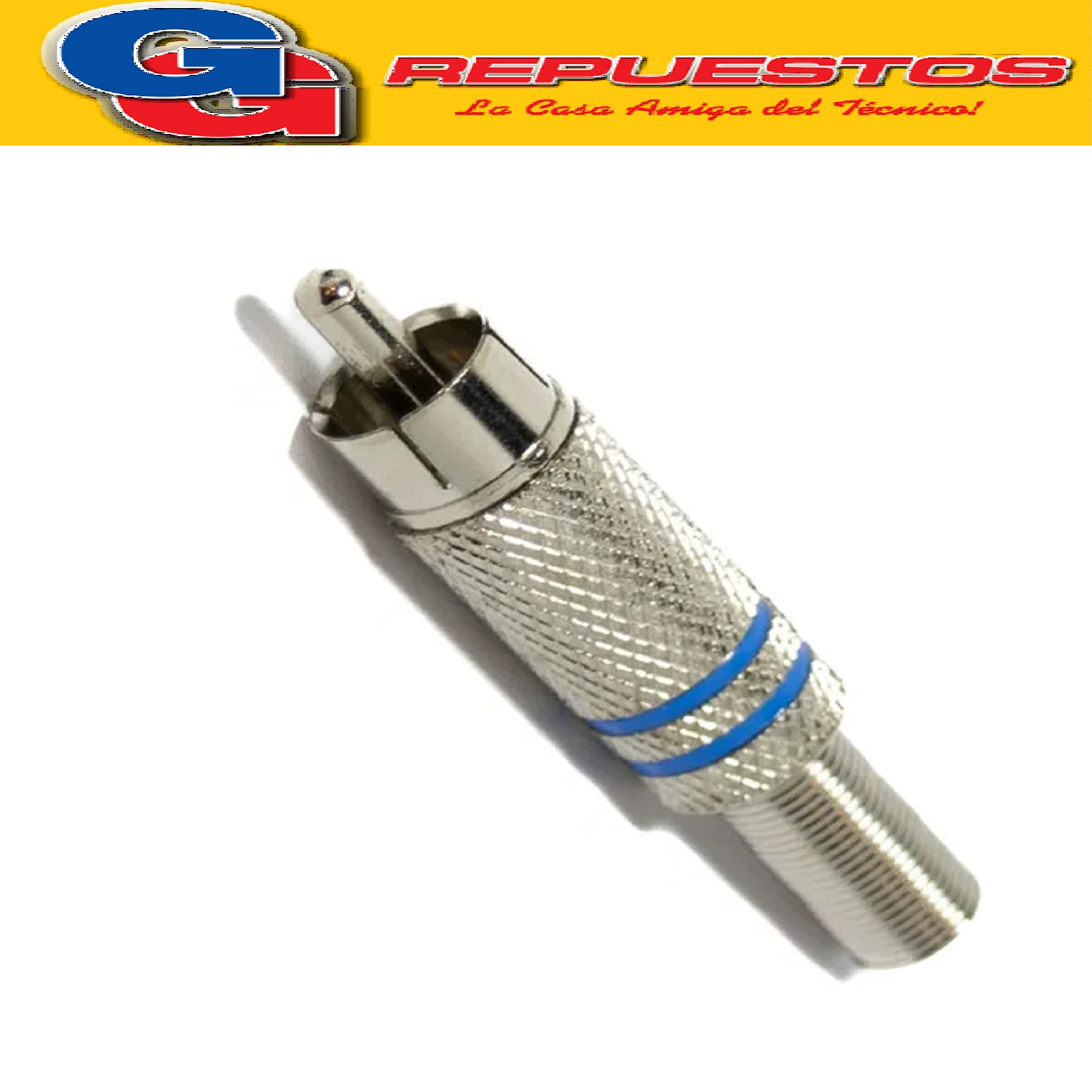 FICHA CONECTOR PLUG RCA AZUL METALICO C/Res. 6.5mm