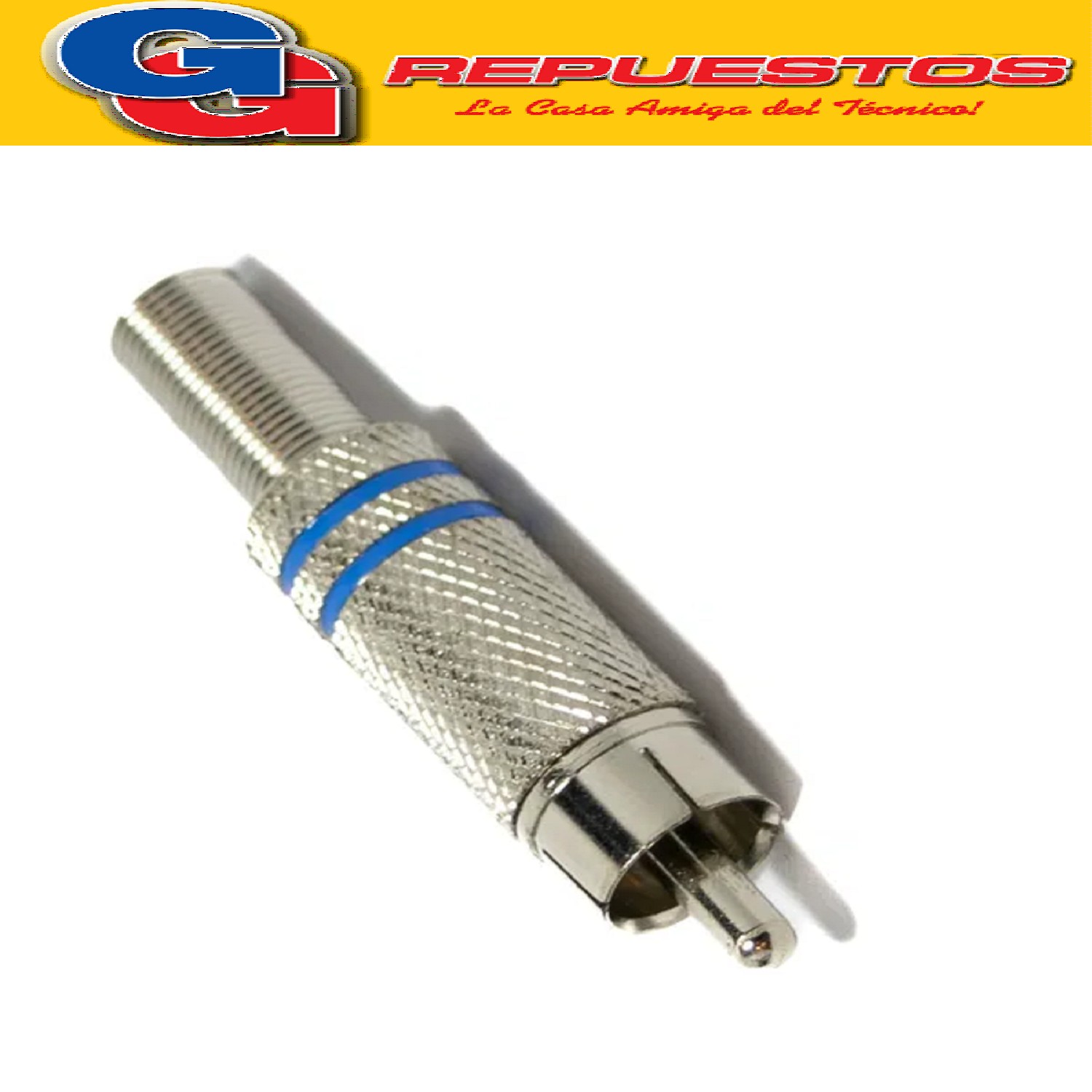 FICHA CONECTOR PLUG RCA AZUL METALICO C/Res. 6.5mm