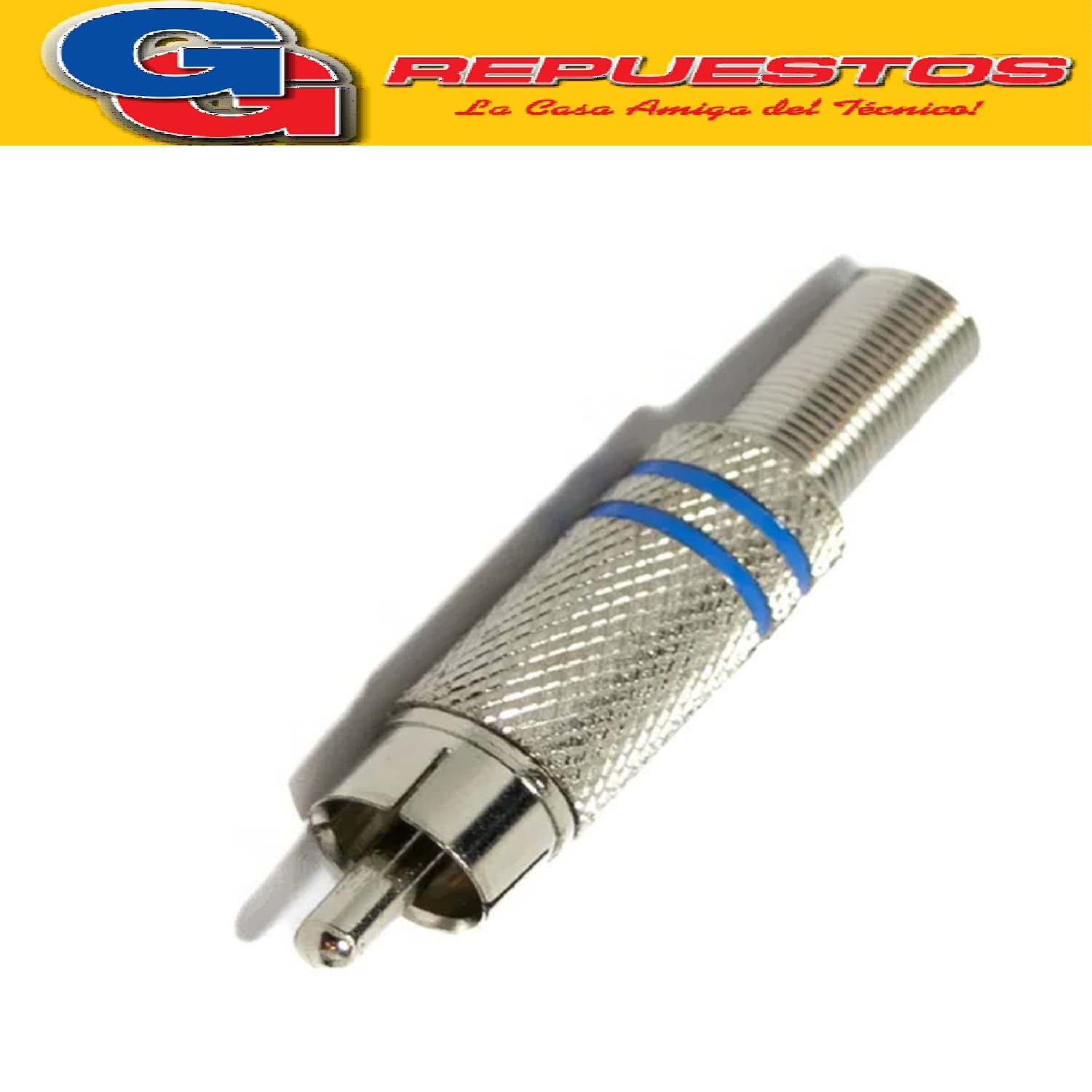 FICHA CONECTOR PLUG RCA AZUL METALICO C/Res. 6.5mm