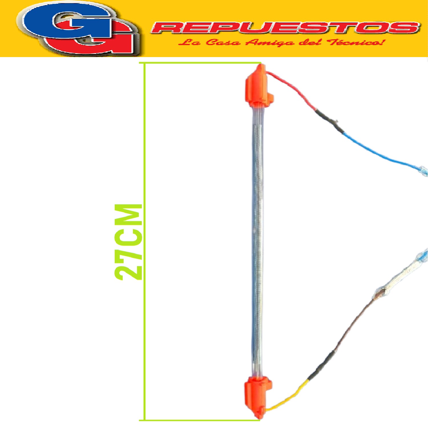 RESISTENCIA DESHIELO 150W ELECTROLUX DF30G  RESISTENCIA TUBO DE VIDRIO 27CM DE LARGO, CON DOS TERMOFUSIBLES HNF