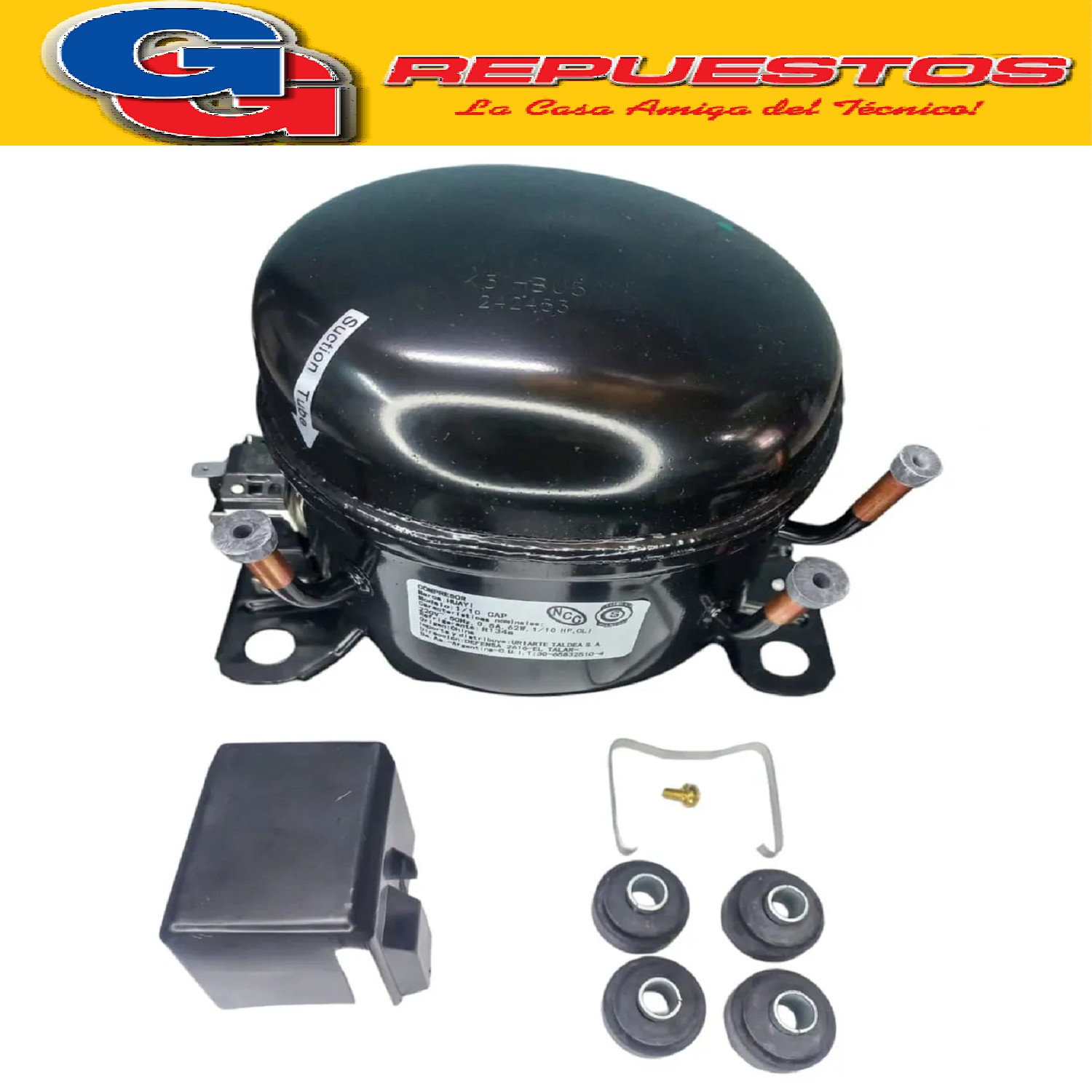 MOTOCOMPRESOR HUAYI 1/10 HP R134A BLEND R12 L31HYBU PA  RA U SO EN DISPENSER Y HELADERAS FAMILIARES DE 1 FRIO K31HBU5