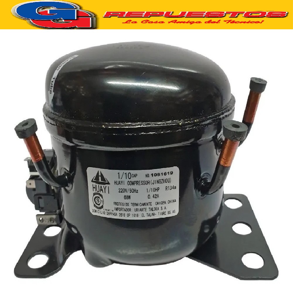 MOTOCOMPRESOR HUAYI 1/10 HP R134A BLEND R12 L31HYBU PA  RA U SO EN DISPENSER Y HELADERAS FAMILIARES DE 1 FRIO K31HBU5