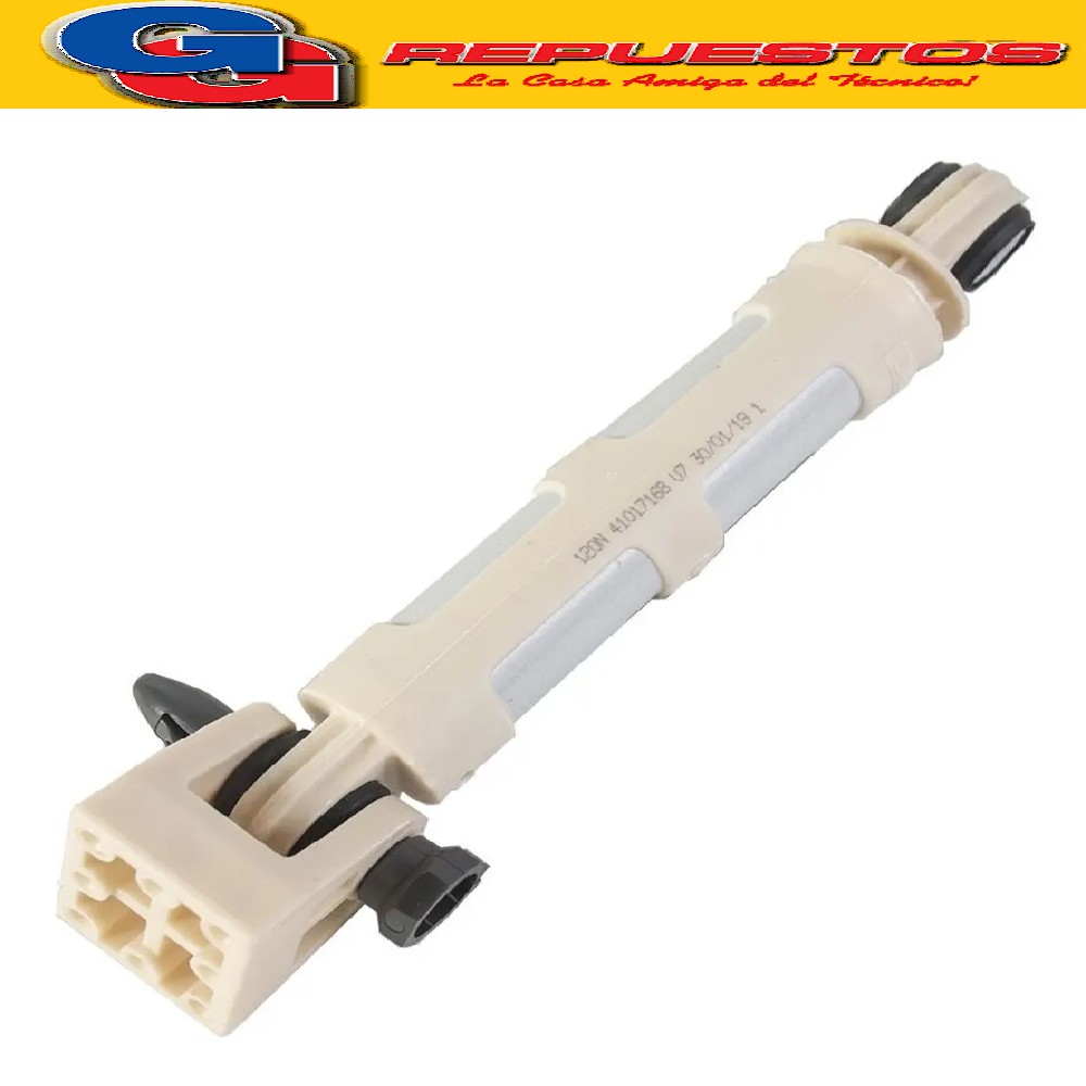AMORTIGUADOR N120 LAVARROPAS PARA CANDY LONGVIE.SMART  WASH  HD L8012-L8010 de 8Kg/1000rpm-L6510 de 6.5kg/1000rpm-L6508 6.5kg/800rpm- LAVASECA LS8012 LONGVIE LAVASECA LS8012C Linea nueva SMART WASH HD Cod.Origen: 41017168 (LONGVIE ARG.) AMORTIGUADOR
120N. AGUJEROS: Ø11+Ø11mm. DISTANCIA ENTRE EJES: COMPRIMIDO:183mm / EXTENDIDO:268mm.