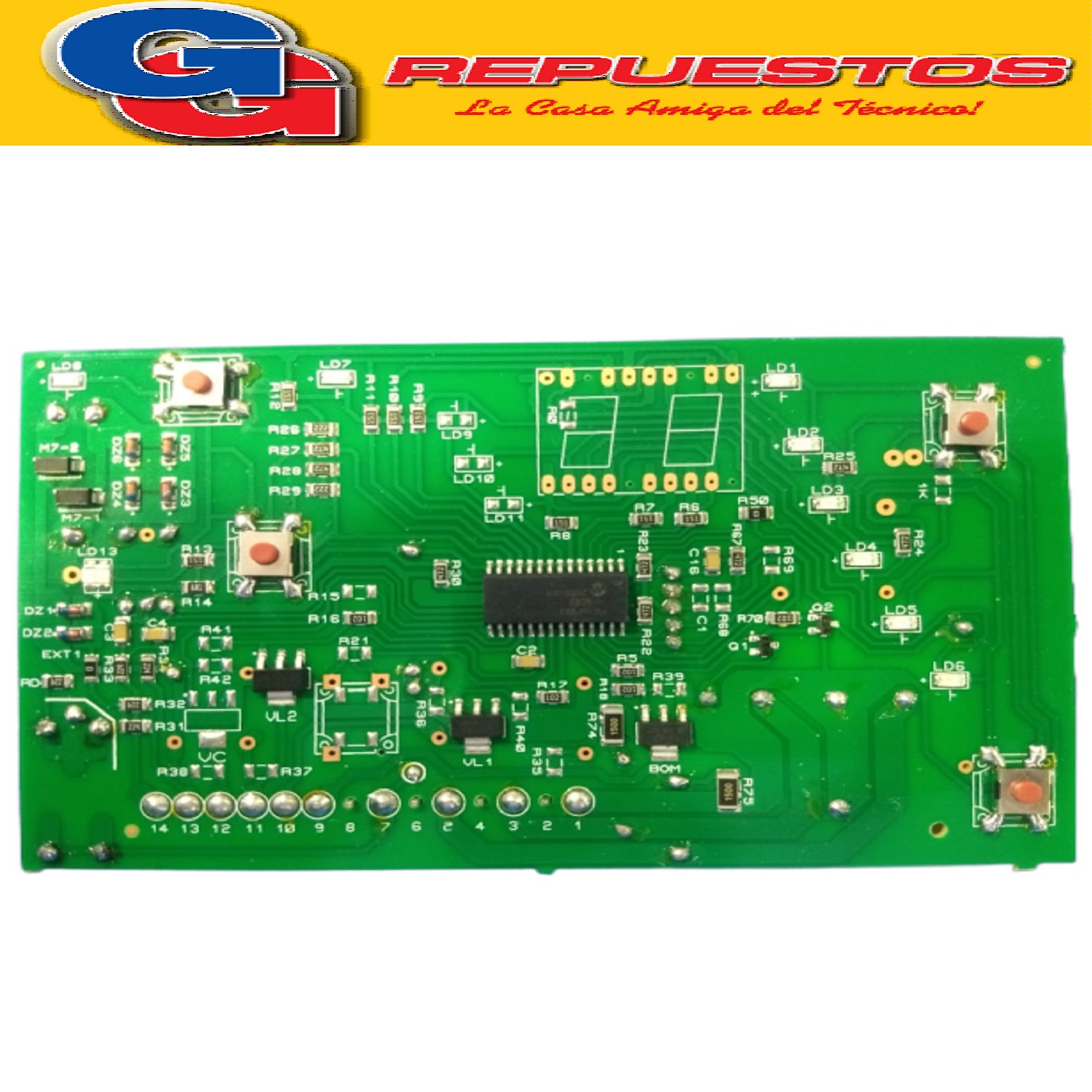 PLAQUETA LAVARROPAS PARA DREAN CONCEPT ELECTRONIC 156 LED  C ON PINES BOTONES BAJOS SMD COPIA NACIONAL TIPO MC