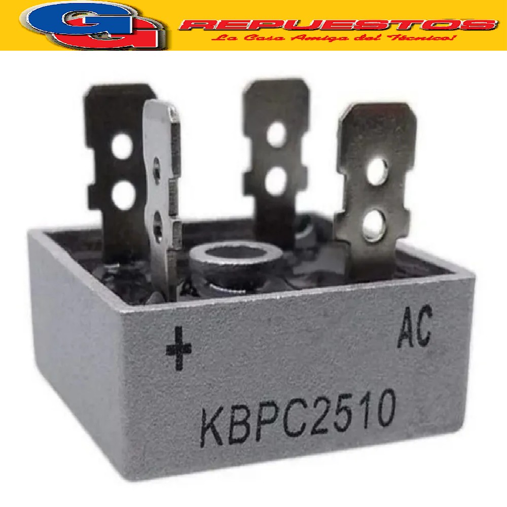 MB2510/KBPC2510 PUENTE RECTIFICADOR 25A 1000V PALA DIODO TIP O MESA MESITA