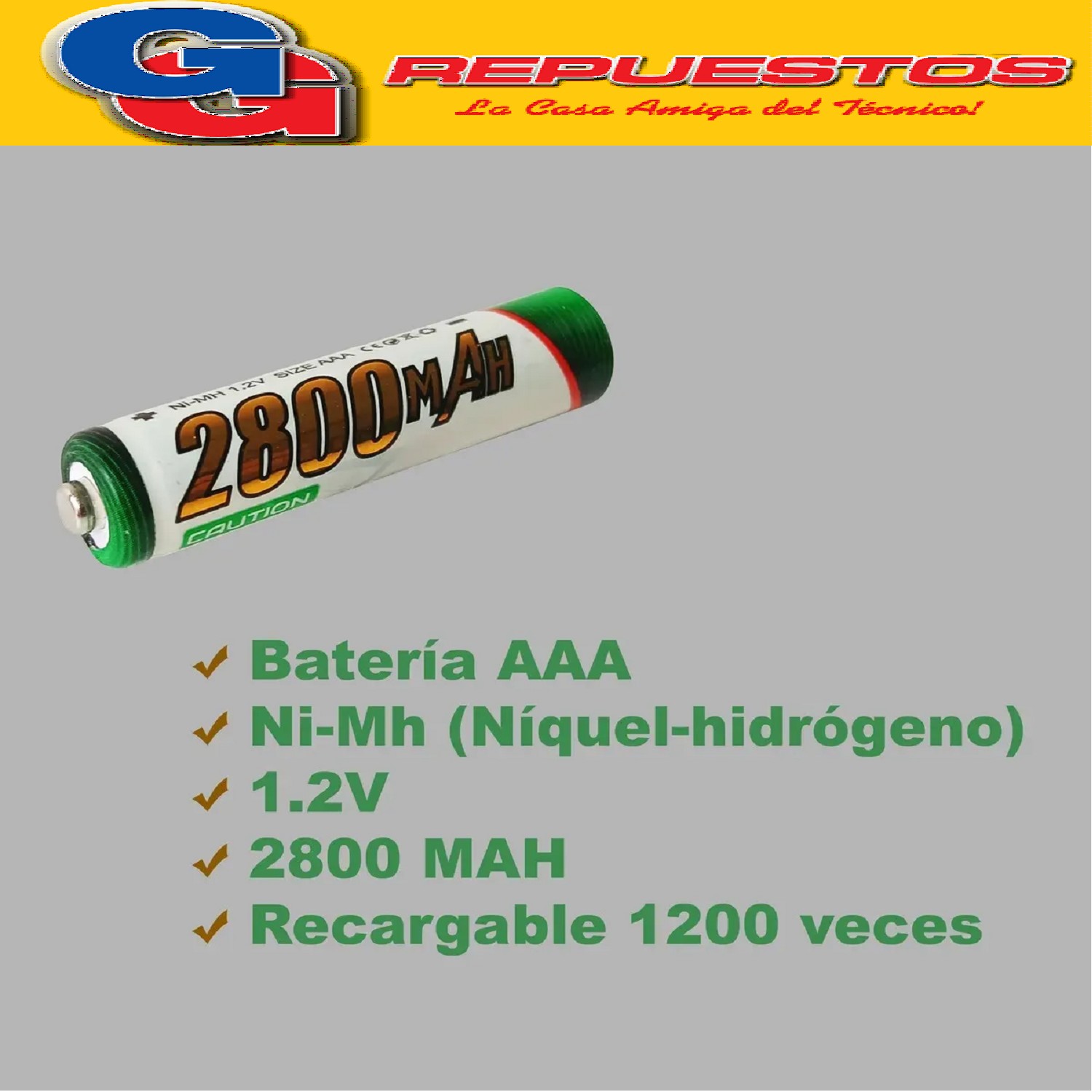 PILA RECARGABLE AAA 1.2V 2800mha TOPLY PRECIO POR UNIDAD