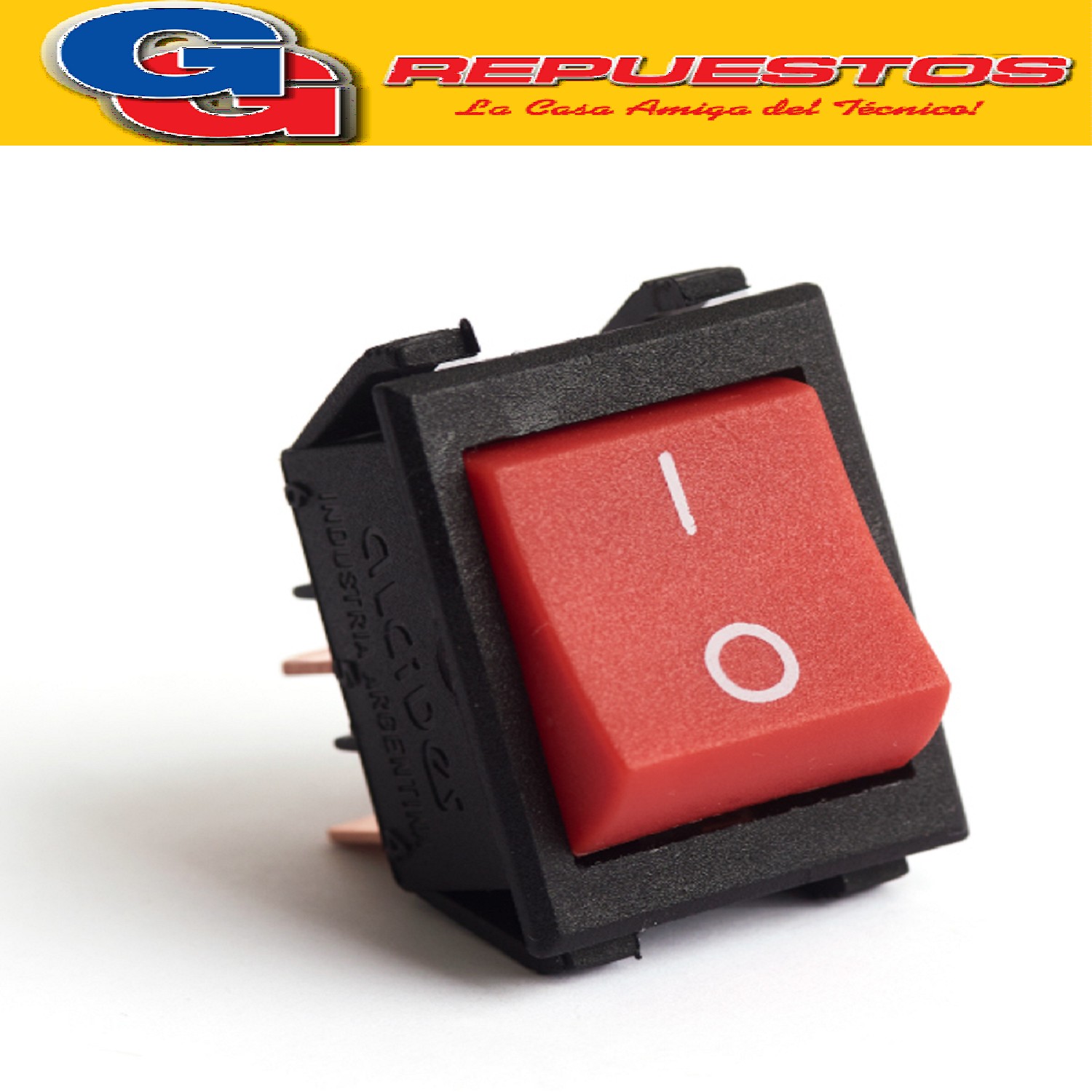 LLAVE INTERRUPTOR BIPOLAR RECTANGULAR 0-1 LINEA 1800 10A 250 V CUATRO CONTACTOS (4 CONTACTOS/TERMINALES/FICHAS/ETC) DOS POSICIONES ONN - OFF COLOR ROJO COLOCACION A PRESION 10 A 220V-250V LLAVE DE UN PUNTO