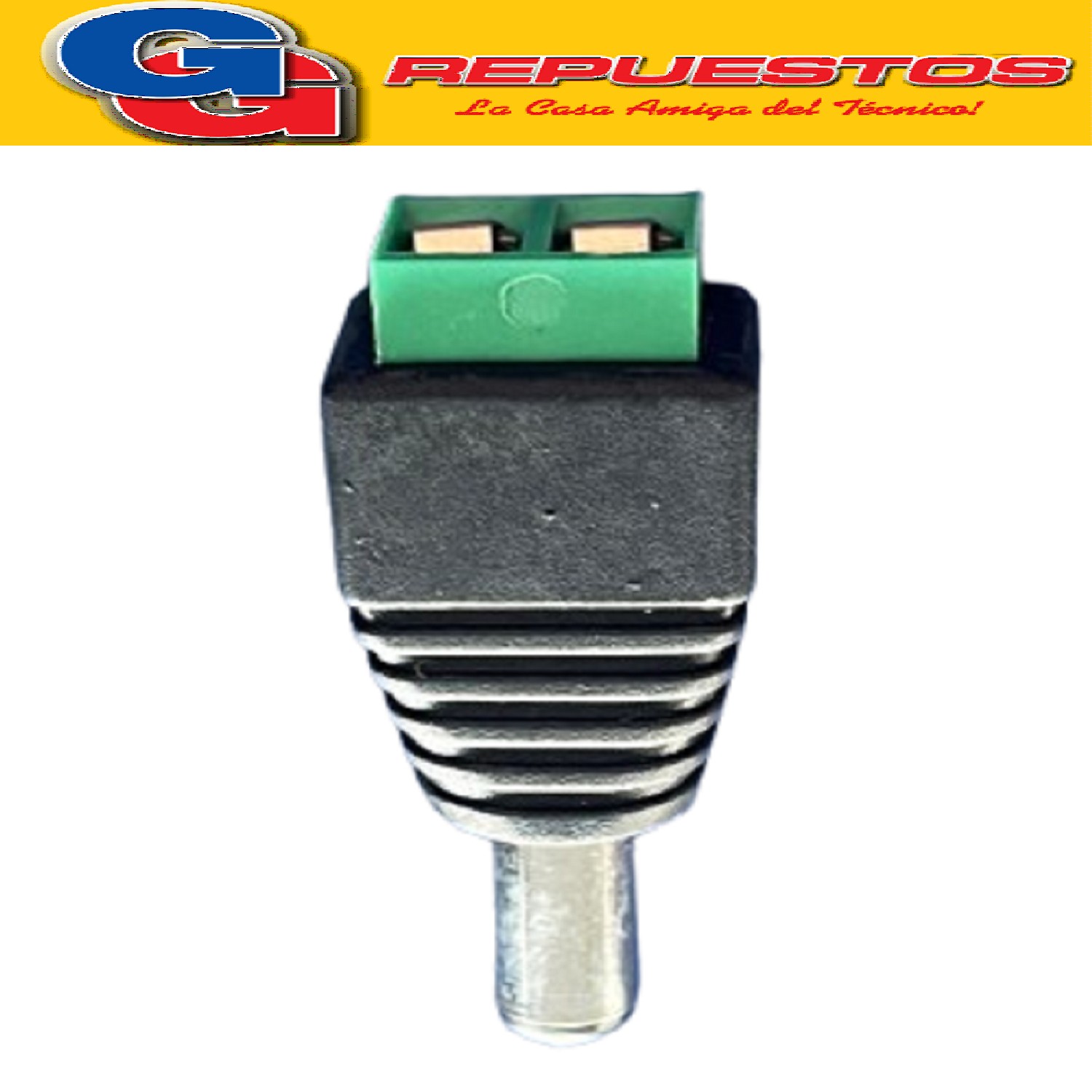 FICHA MACHO PLUG HUECO 2.1X5.5MM CON BORNERA PARA CAMARA