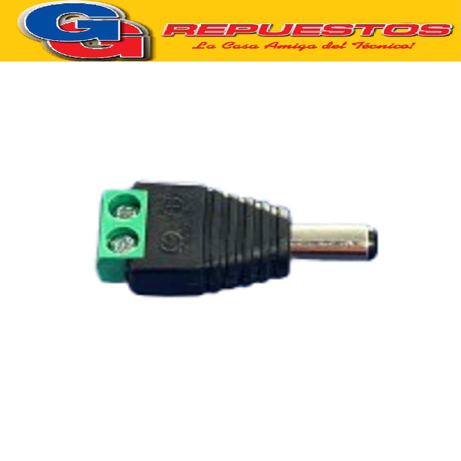 FICHA MACHO PLUG HUECO 2.1X5.5MM CON BORNERA PARA CAMARA