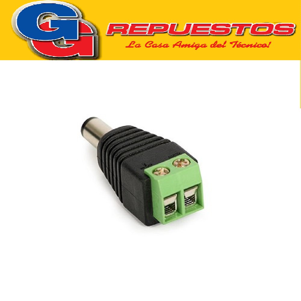 FICHA MACHO PLUG HUECO 2.1X5.5MM CON BORNERA PARA CAMARA
