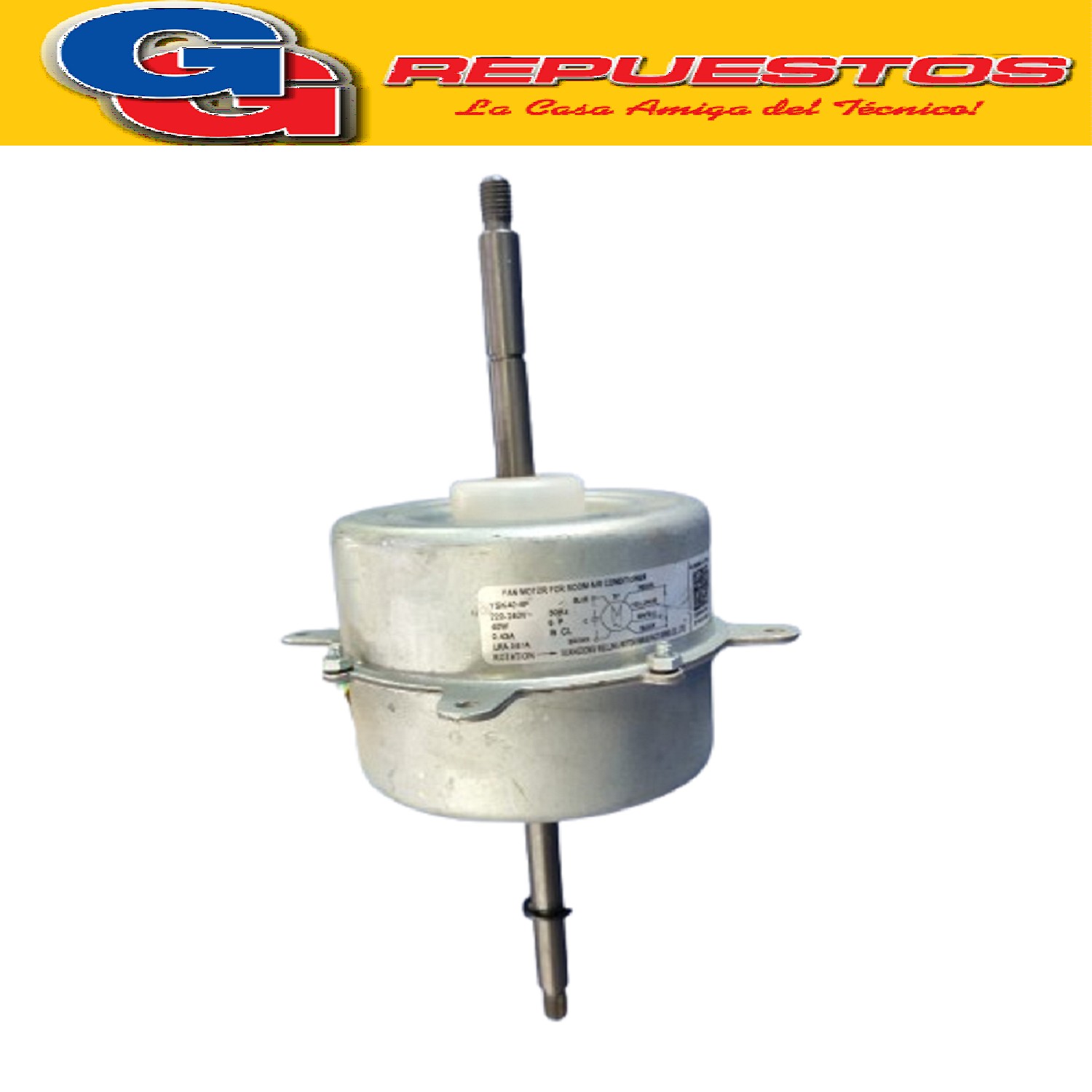 FORZADOR MOTOR CONDENSADOR AIRE ACONDICIONADO YSK40-6F 40W 0 .43A 6 POLOS SENTIDO DE GIRO ANTIHORARIO (Ø-MOTOR 100MM DIAMETRO , ANCHO MOTOR 82MM/Ø-EJE 10MM/LARGO EJE DELANTERO 90MM/LARGO EJE TRASERO 78MM) DOBLE EJE COMPACTO VENTANA MEDIA CAÑA