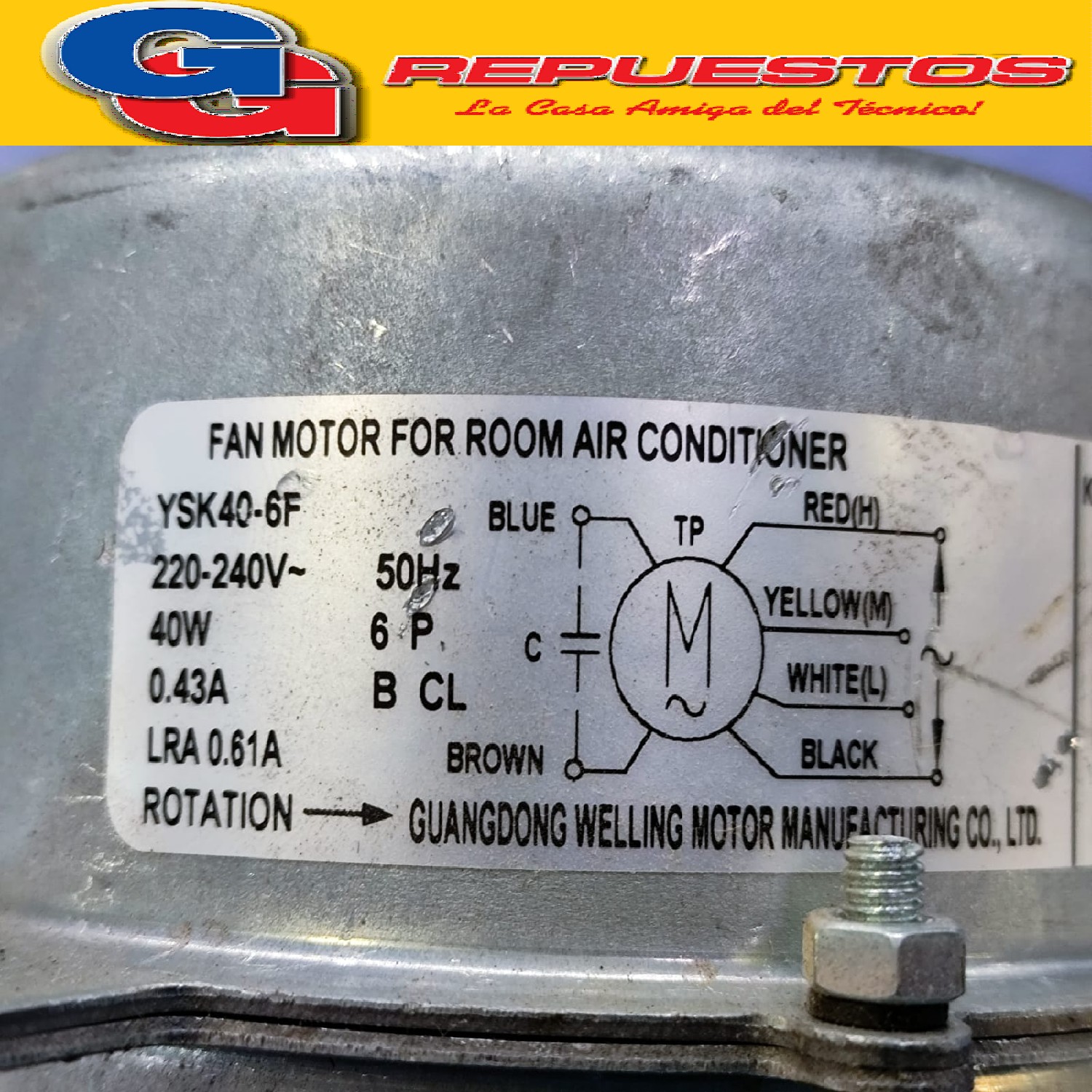 FORZADOR MOTOR CONDENSADOR AIRE ACONDICIONADO YSK40-6F 40W 0 .43A 6 POLOS SENTIDO DE GIRO ANTIHORARIO (Ø-MOTOR 100MM DIAMETRO , ANCHO MOTOR 82MM/Ø-EJE 10MM/LARGO EJE DELANTERO 90MM/LARGO EJE TRASERO 78MM) DOBLE EJE COMPACTO VENTANA MEDIA CAÑA