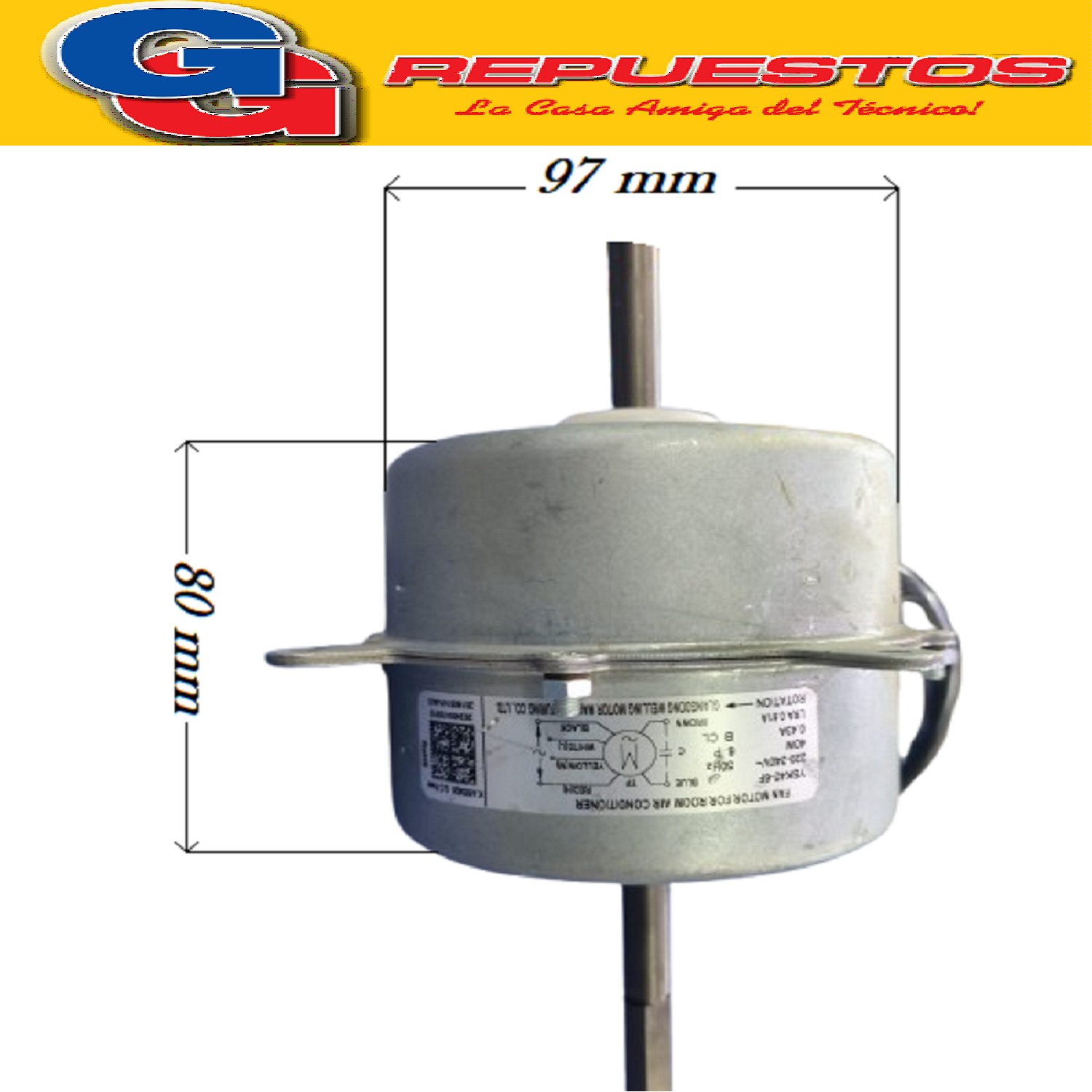 FORZADOR MOTOR CONDENSADOR AIRE ACONDICIONADO YSK40-6F 40W 0 .43A 6 POLOS SENTIDO DE GIRO ANTIHORARIO (Ø-MOTOR 100MM DIAMETRO , ANCHO MOTOR 82MM/Ø-EJE 10MM/LARGO EJE DELANTERO 90MM/LARGO EJE TRASERO 78MM) DOBLE EJE COMPACTO VENTANA MEDIA CAÑA