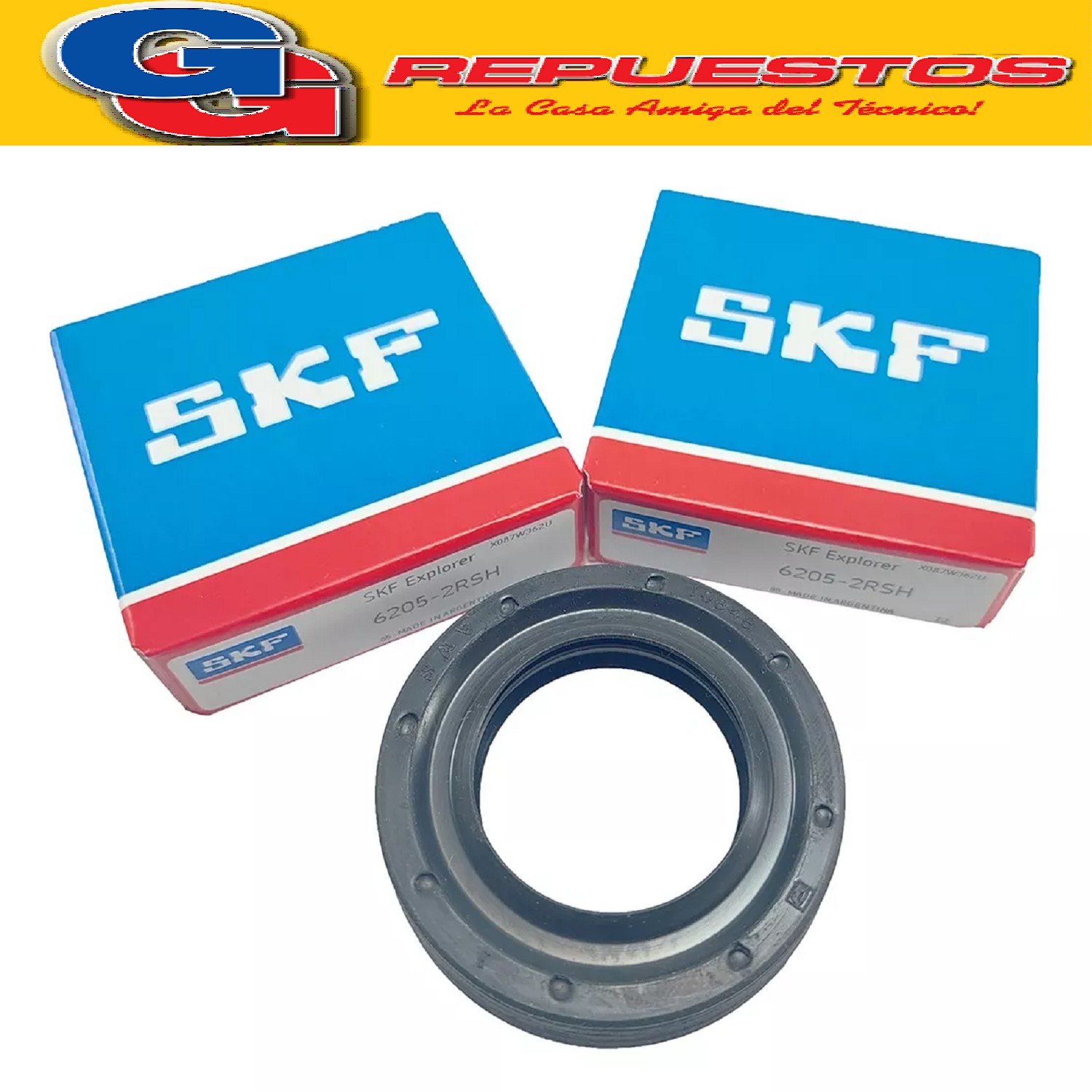KIT EJE SOPORTE TAMBOR LAVARROPAS LONGVIE PUNTA CHATA 2 CARA S (C/BULON) 2 RULEMAN 6205 -SKF 2RS - RETEN  Y TORNILLOS- 512-515T-517WD-2412-2512-2515-2517-K7125-L613-L616-L815-LS817-L3613-3616-3815- LONGVIE L4815-LS4817-L5815-LS5817 T/ORIGINAL L4613-L4616-L4617