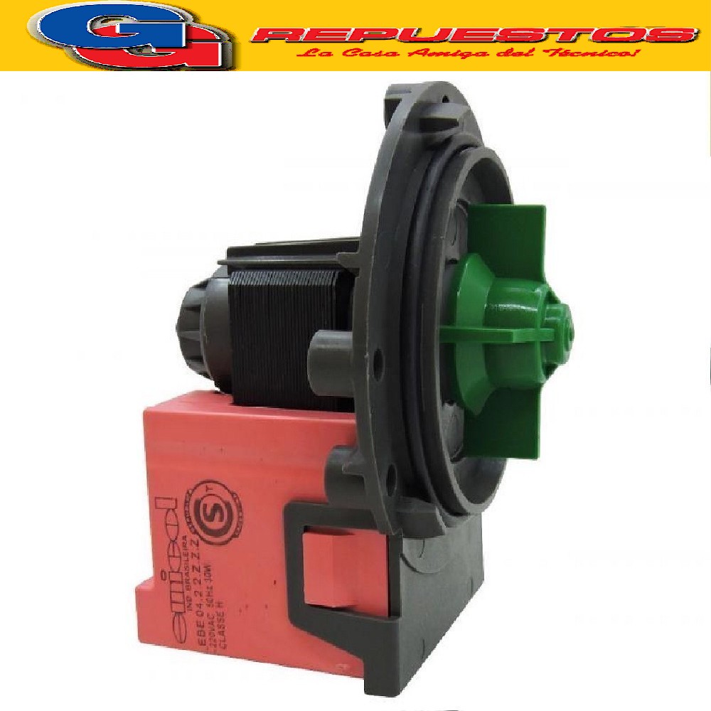MOTOR ELECTROBOMBA EMICOL PARA LAVARROPAS AUTOMATICOS CON TORNILLOS INDUSTRIA BRASILERA , MOTOR DE DESAGOTE LAVARROPAS PARA DREAN, SAMSUNG, LG, GAFA, ELECTROLUX, PATRICK, MABE, GENERAL ELECTRIC, AURORA, PATRIOT, ESLABON DE LUJO, WHIRLPOOL, STANDAR ELECTRIC, CANDY,