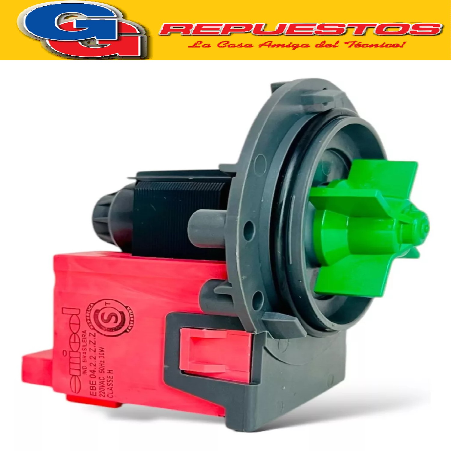 MOTOR ELECTROBOMBA EMICOL PARA LAVARROPAS AUTOMATICOS CON TORNILLOS INDUSTRIA BRASILERA , MOTOR DE DESAGOTE LAVARROPAS PARA DREAN, SAMSUNG, LG, GAFA, ELECTROLUX, PATRICK, MABE, GENERAL ELECTRIC, AURORA, PATRIOT, ESLABON DE LUJO, WHIRLPOOL, STANDAR ELECTRIC, CANDY,