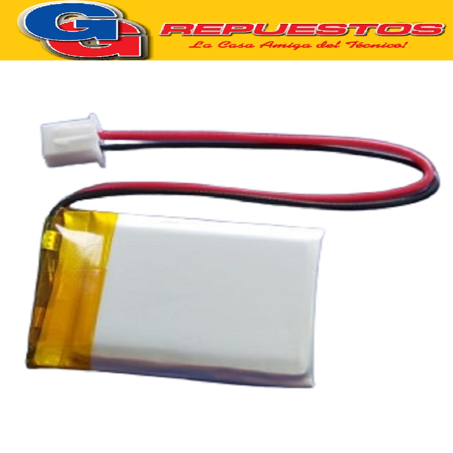 BATERÍA DE LÍTIO POLÍMERO RECARGABLE 3.7V 500MA medidas larg o 35 mm ancho 25 mm espesor 5 mm