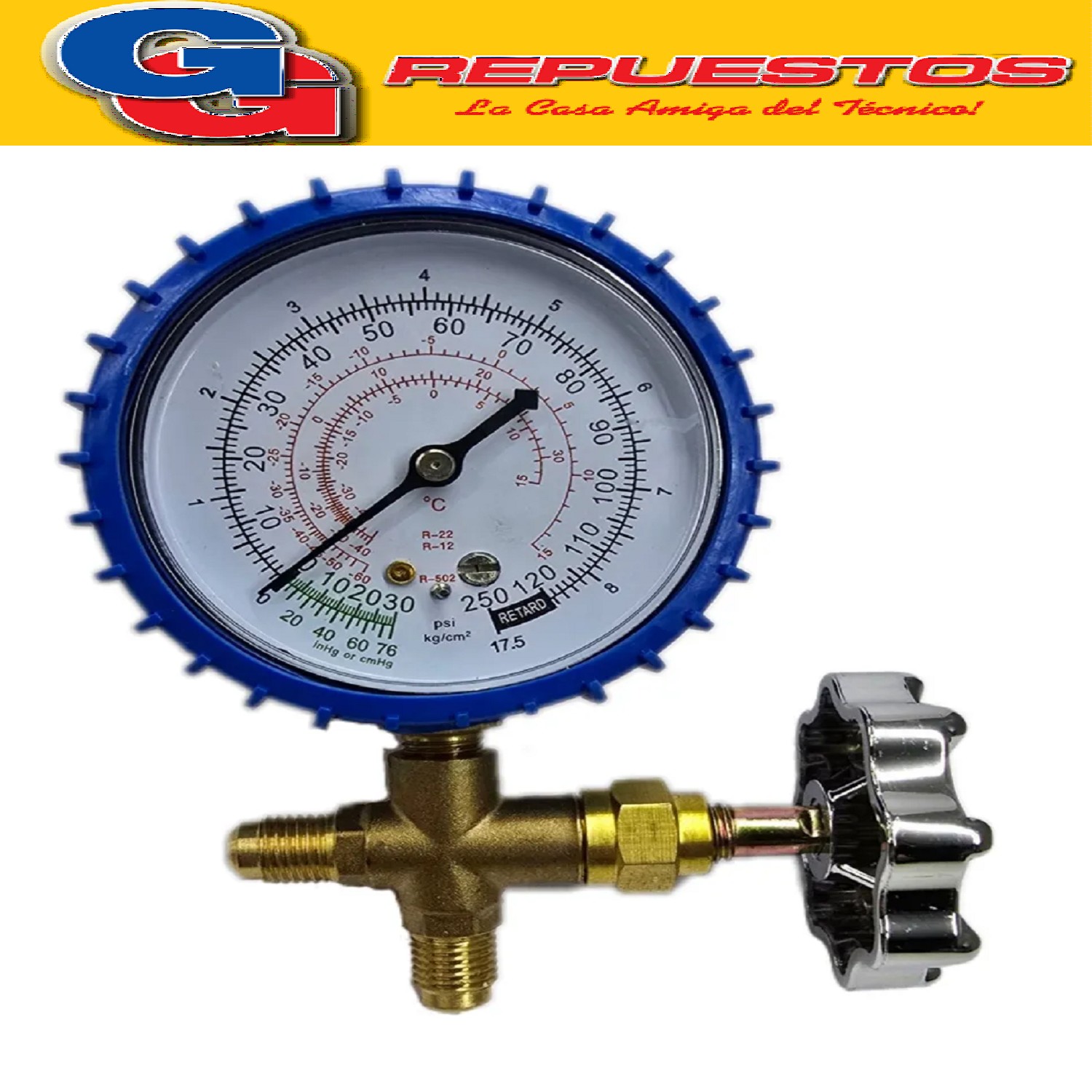 MANIFOLD SIMPLE BAJA REFORZADO CUERPO DE ALUMINIO  PARA GAS  R22 - R134A - R12 - R502 - R404 HASTA 120 PSI TOPE MAXIMO 250 PSI SIN MANGUERAS