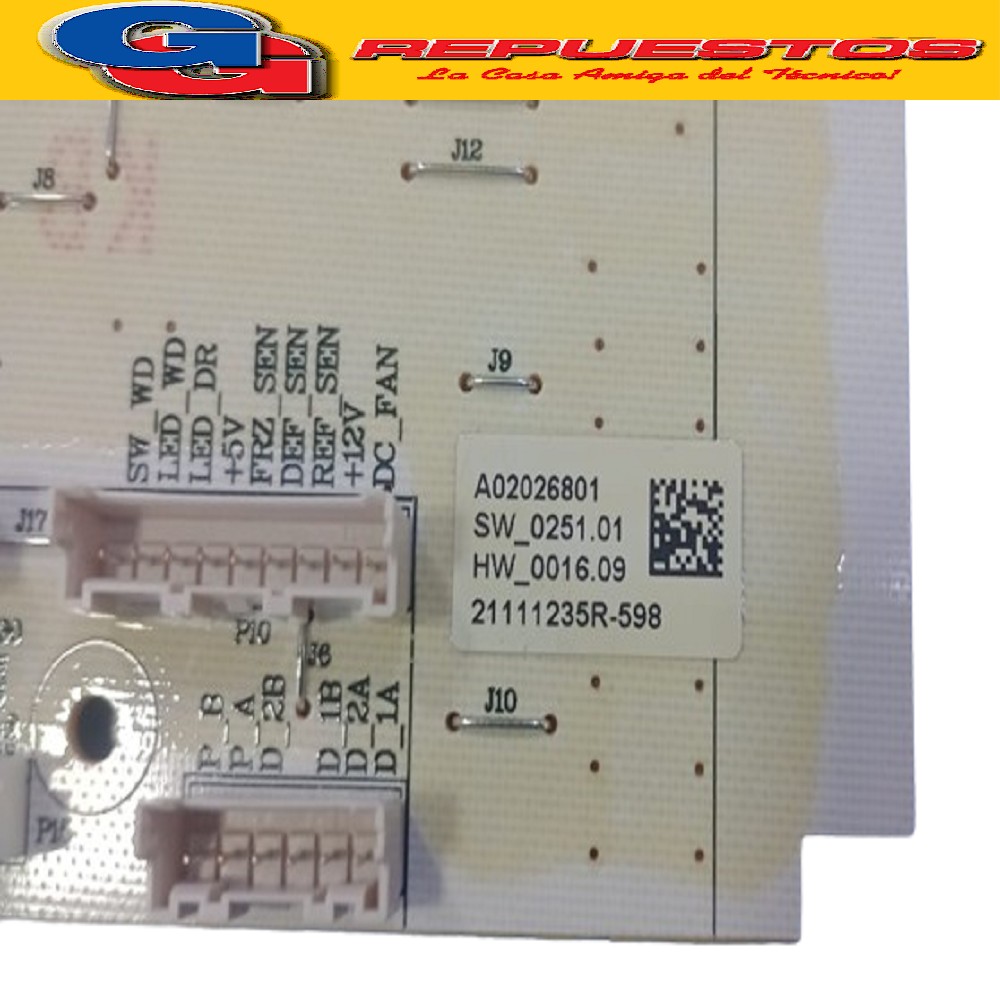PLAQUETA DE CONTROL PARA  HELADERA  ELECTROLUX  MODELO NUEVO DI80X 3RA SERIE REMPLAZO DEL XAO2 Serie ELECTROLUX nro.50700000
