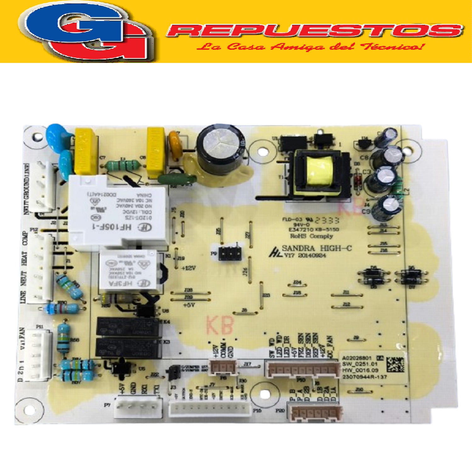 PLAQUETA DE CONTROL PARA  HELADERA  ELECTROLUX  MODELO NUEVO DI80X 3RA SERIE REMPLAZO DEL XAO2 Serie ELECTROLUX nro.50700000