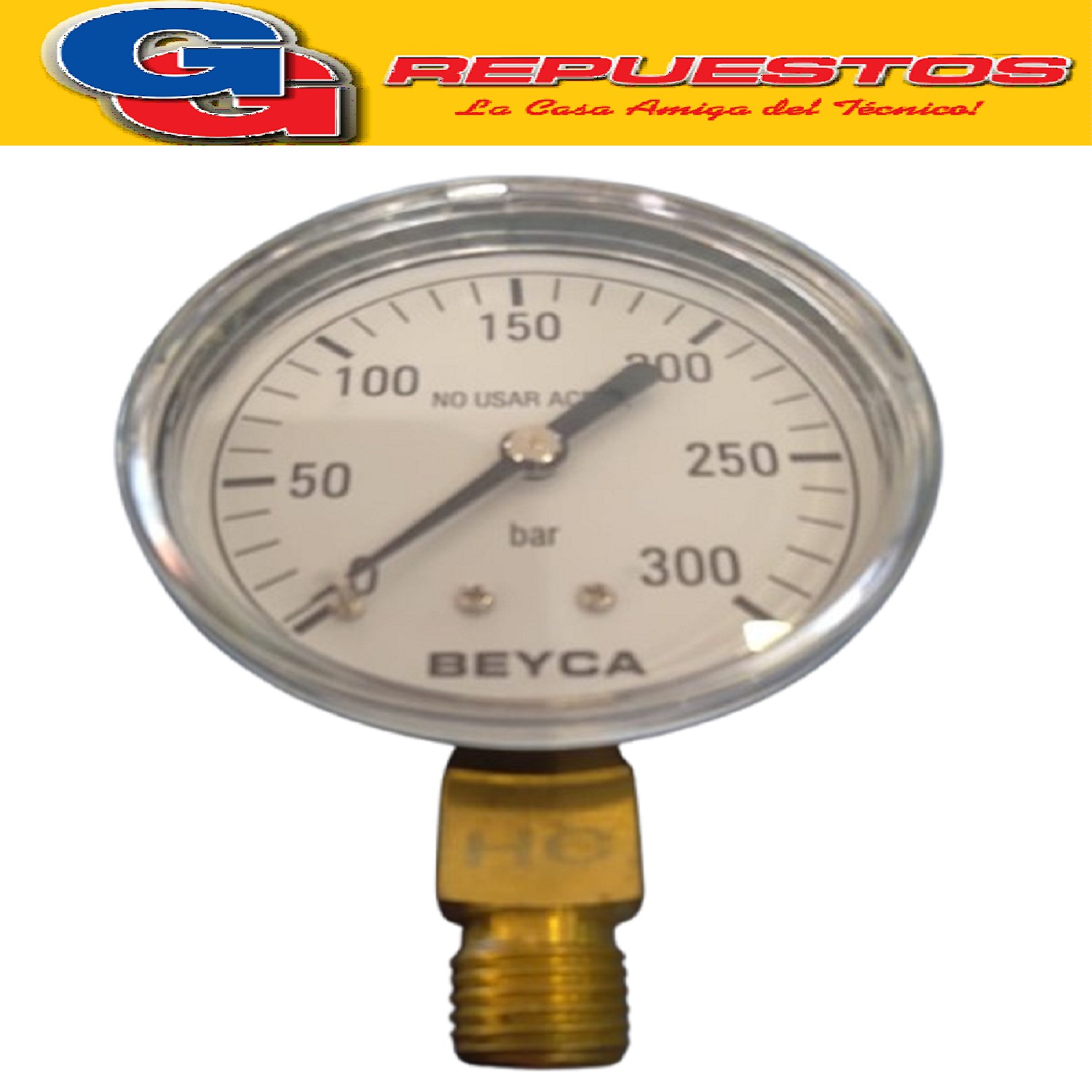 MANOMETRO VALVULA NITROGENO OXIGENO 300KG R1/4 63mm