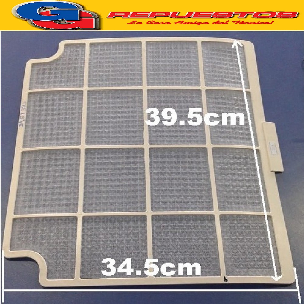 FILTRO SIMPLE AIRE ACONDICIONADO SPLIT COMPATIBLE CON 34.5CM X 39.5CM 12100204000556 121002040005 BGH BC45FH