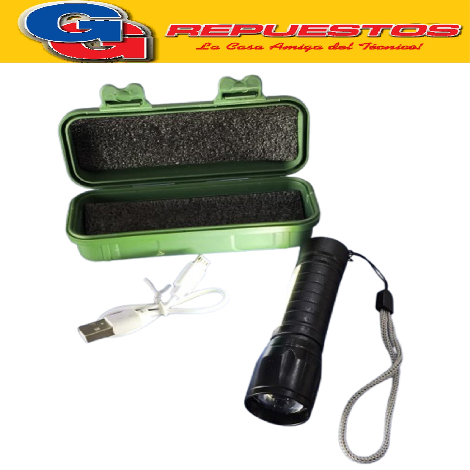 MINI LINTERNA TACTICA CON ZOOM Y BATERIA RECARGABLE MEDIANTE MICRO-USB CABLE INCLUIDO CON ESTUCHE