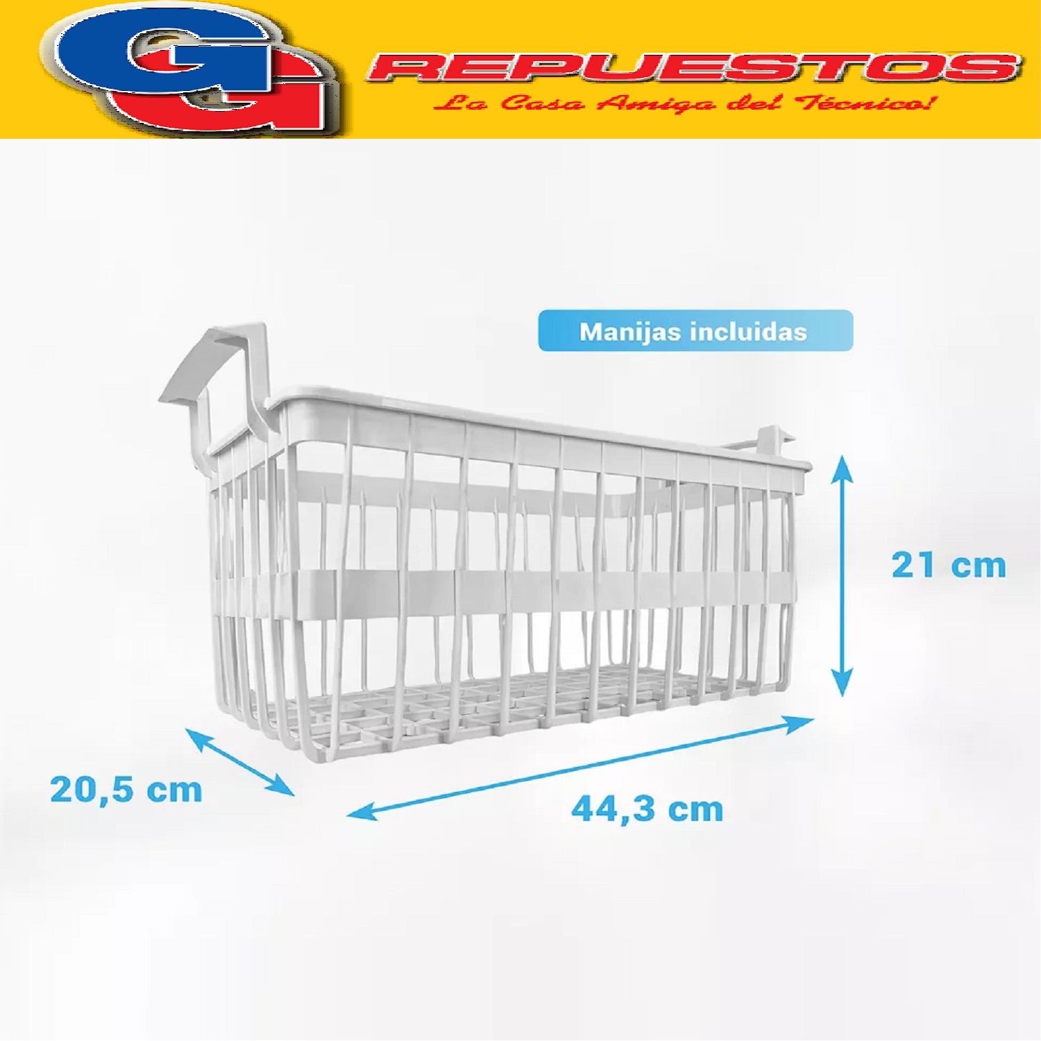 CANASTO PLASTICO CON MANIJAS BLANCO PARA FREEZER GAFA COLGAN TE  1700003212 Cod Origen: 2410193