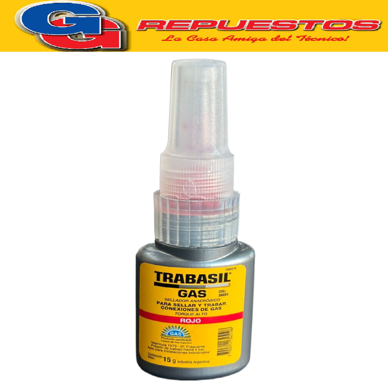 TRABASIL GAS ROJO SELLADOR ANAEROBICO PARA SELLAR Y TRABAR C ONEXIONES DE GAS TORQUE ALTO 15G