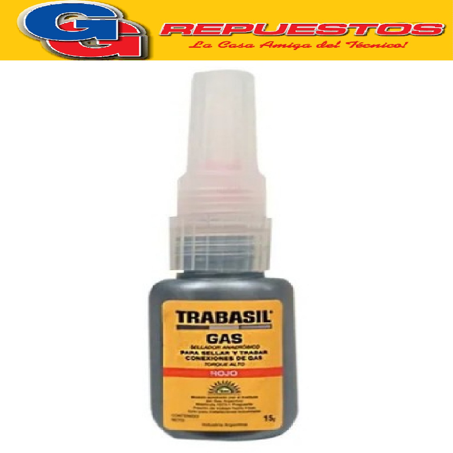 TRABASIL GAS ROJO SELLADOR ANAEROBICO PARA SELLAR Y TRABAR C ONEXIONES DE GAS TORQUE ALTO 15G
