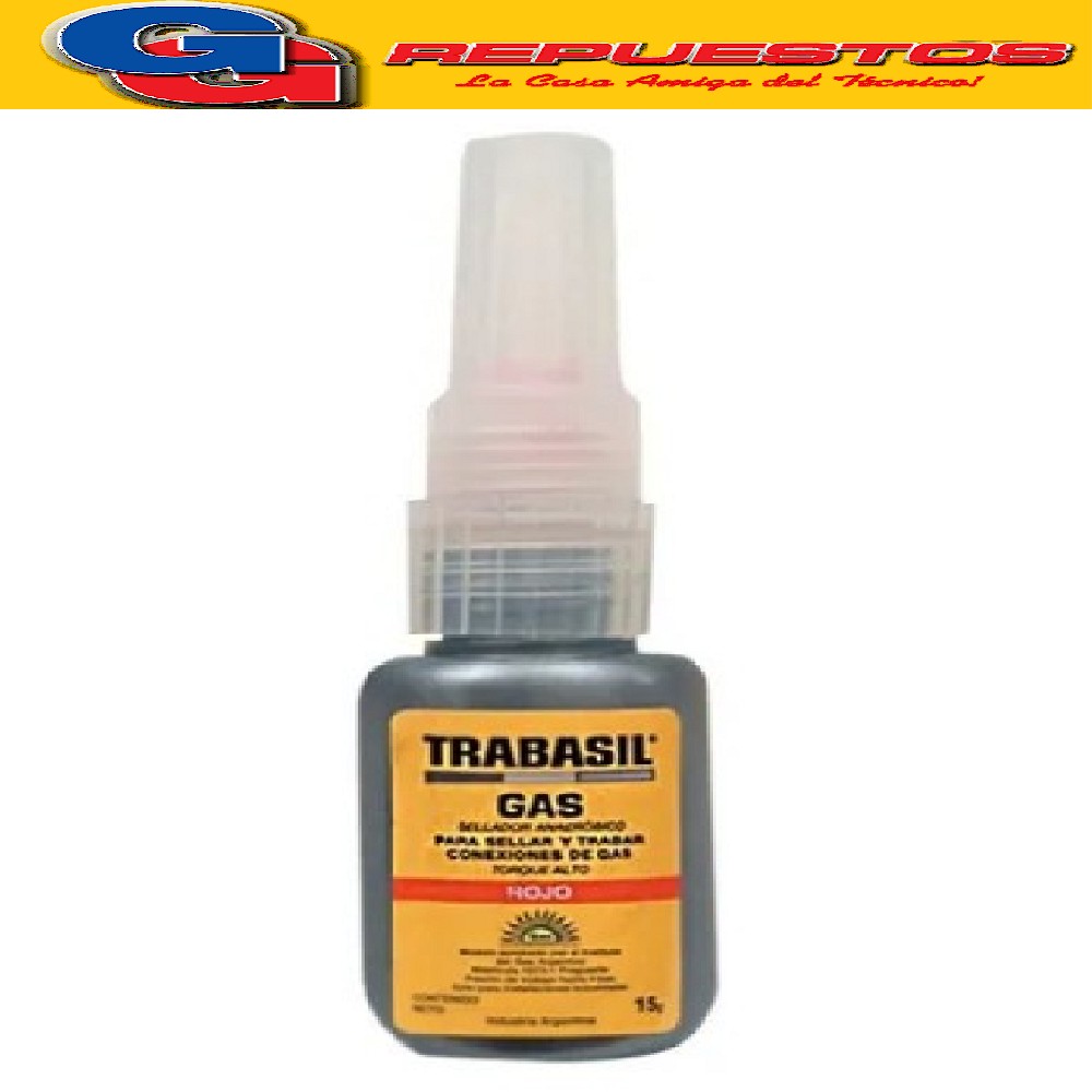 TRABASIL GAS ROJO SELLADOR ANAEROBICO PARA SELLAR Y TRABAR C ONEXIONES DE GAS TORQUE ALTO 15G