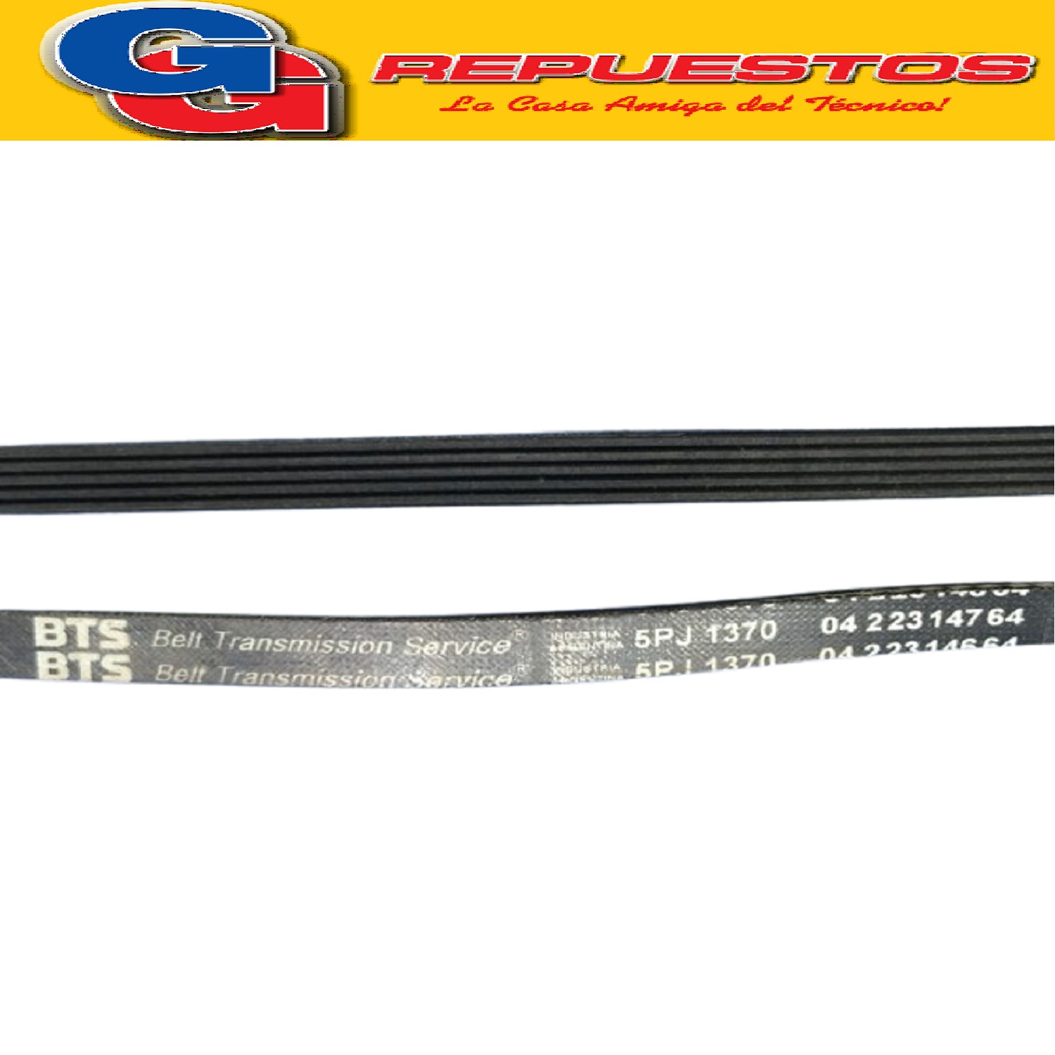 CORREA POLY V 5PJ -1370 NACIONAL BTS LAVARROPAS DREAN FAMILY PHILIPS-WHIRLPOOL PARA POLEA TAMBOR GRANDE Y POLEA MOTOR 5 VIAS PARA LAVARROPAS