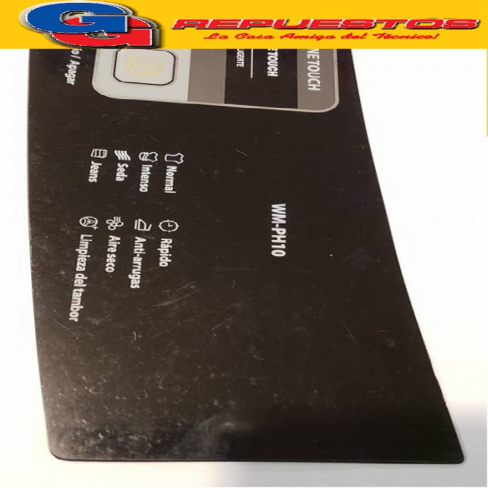 SERIGRAFIA PARA LAVARROPAS CARGA SUPERIOR PHILCO PH12    MEM BRANA PARA PANEL SERIGRAFICADO PANEL CONTROL  PHILCO WMPH12GA SUPERIOR (SERIGRAFIA QUALITY LINE) LARGO 49,5 APROXIMADAMENTE