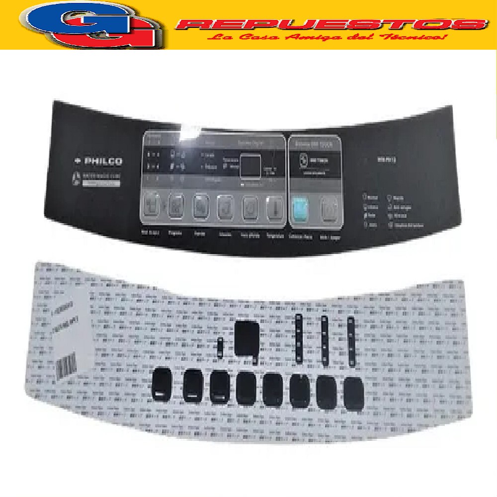 SERIGRAFIA PARA LAVARROPAS CARGA SUPERIOR PHILCO PH12    MEM BRANA PARA PANEL SERIGRAFICADO PANEL CONTROL  PHILCO WMPH12GA SUPERIOR (SERIGRAFIA QUALITY LINE) LARGO 49,5 APROXIMADAMENTE