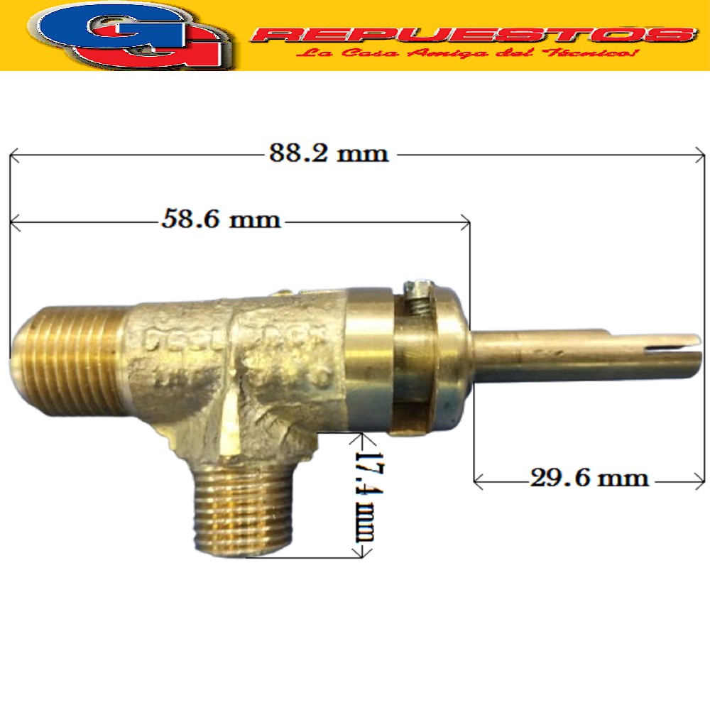 ROBINETE INDUSTRIAL VASTAGO MEDIA CAÑA 1/4 1/4 PARA PICO