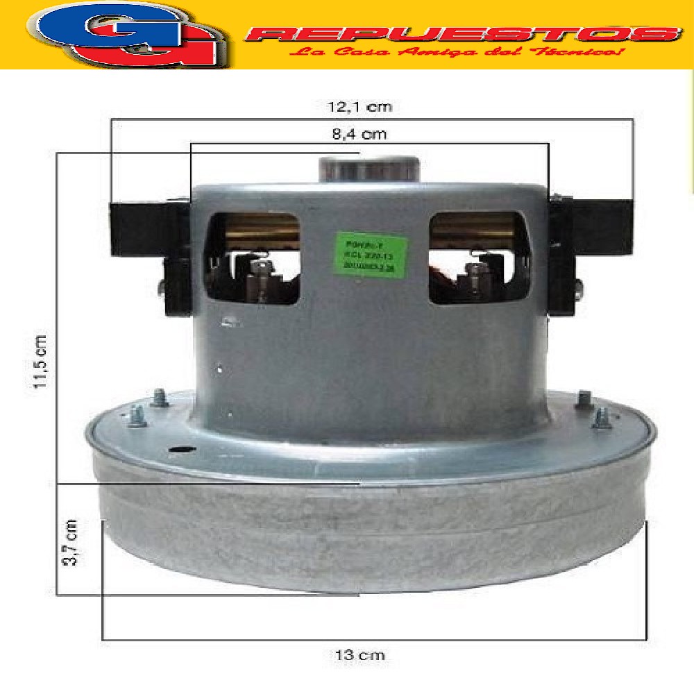 MOTOR ASPIRADORA MEDIANO CHINAS 1200W (DIAM. TURBINA  13.5mm / ALTO TURBINA MOTOR 42mm / ALTO TOTAL 115mm / DIAM.MOTOR 85mm) 2000W